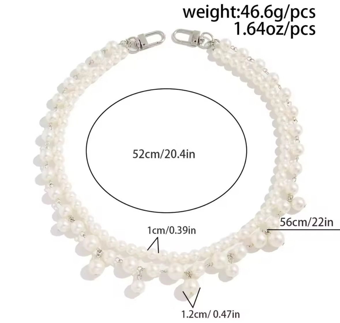 Other Hip Hop Multilayer Imitation Pearl Pants Chain Wallet Belt Size ONE SIZE - 6 Thumbnail