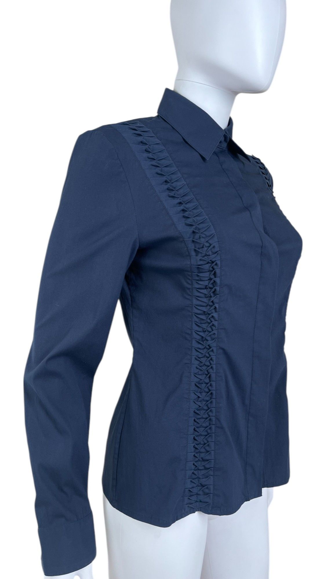 Versace by Donatella Blue Ruffle Shirt Size M / US 6-8 / IT 42-44 - 7 Thumbnail