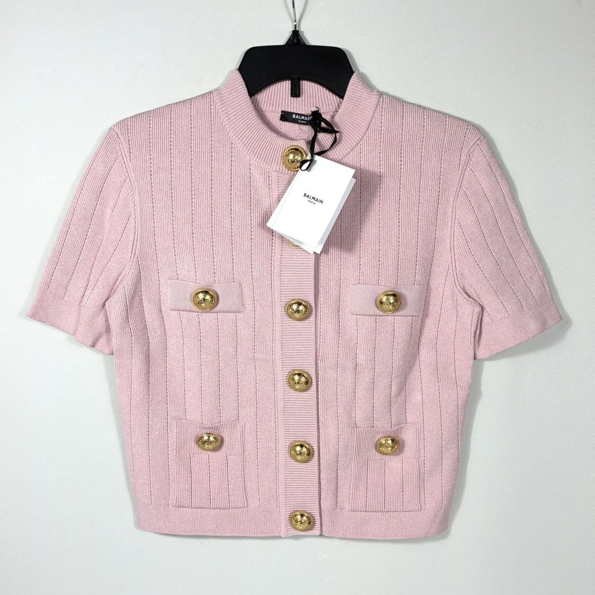 Balmain Balmain Knitted Four Pocket Short Sleeve Cardigan FR 40 Pink Size M / US 6-8 / IT 42-44 - 17 Thumbnail