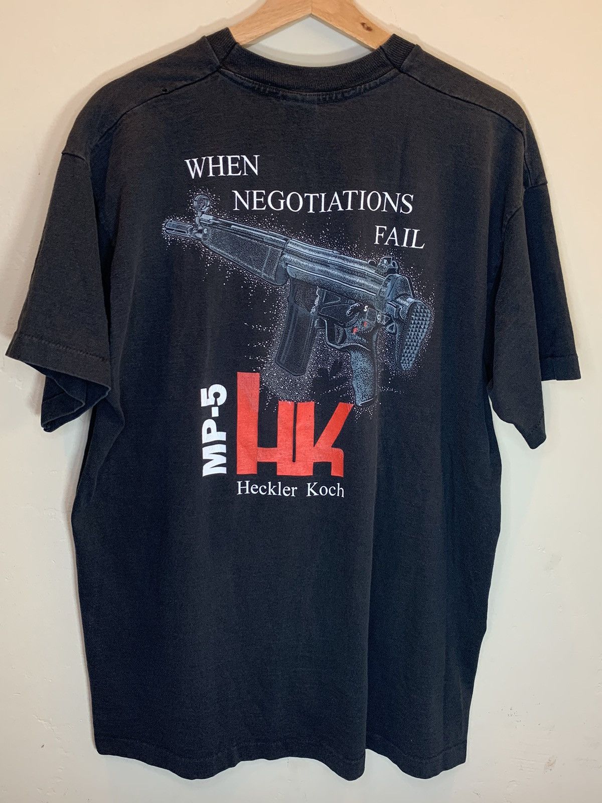 Vintage *RARE* Vintage H&K MP-5 Heckler Koch Negotiations Fail Shirt Size US XL / EU 56 / 4 - 1 Thumbnail