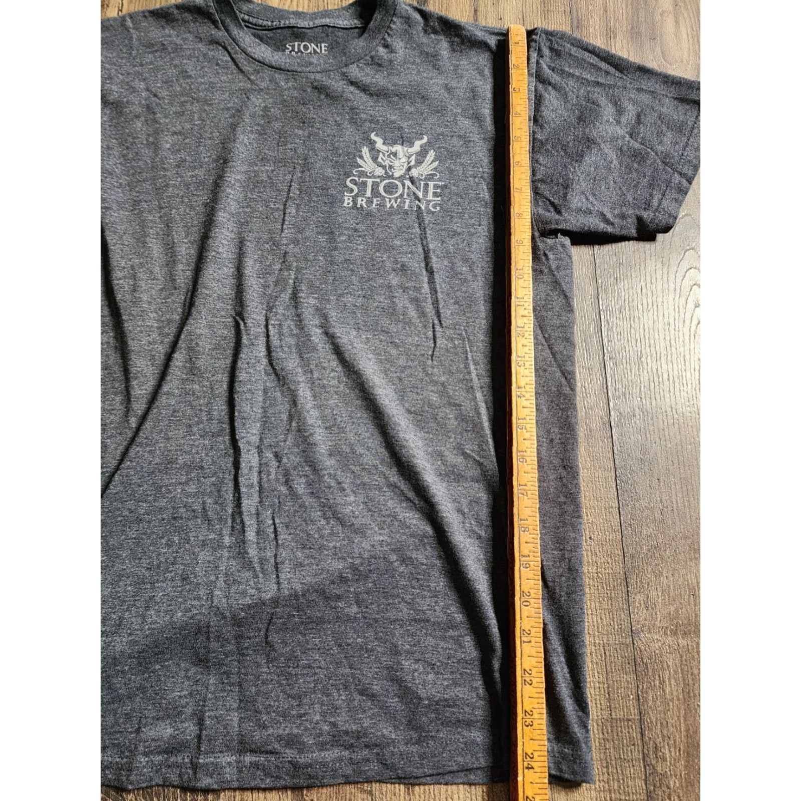 CO Mens M Stone Brewing Gargoyle T Shirt Double Sided Shirt Mens Beige/Gray Stone Brewing Gargoyle Double-Sided T-Shirt Size US M / EU 48-50 / 2 - 3 Thumbnail