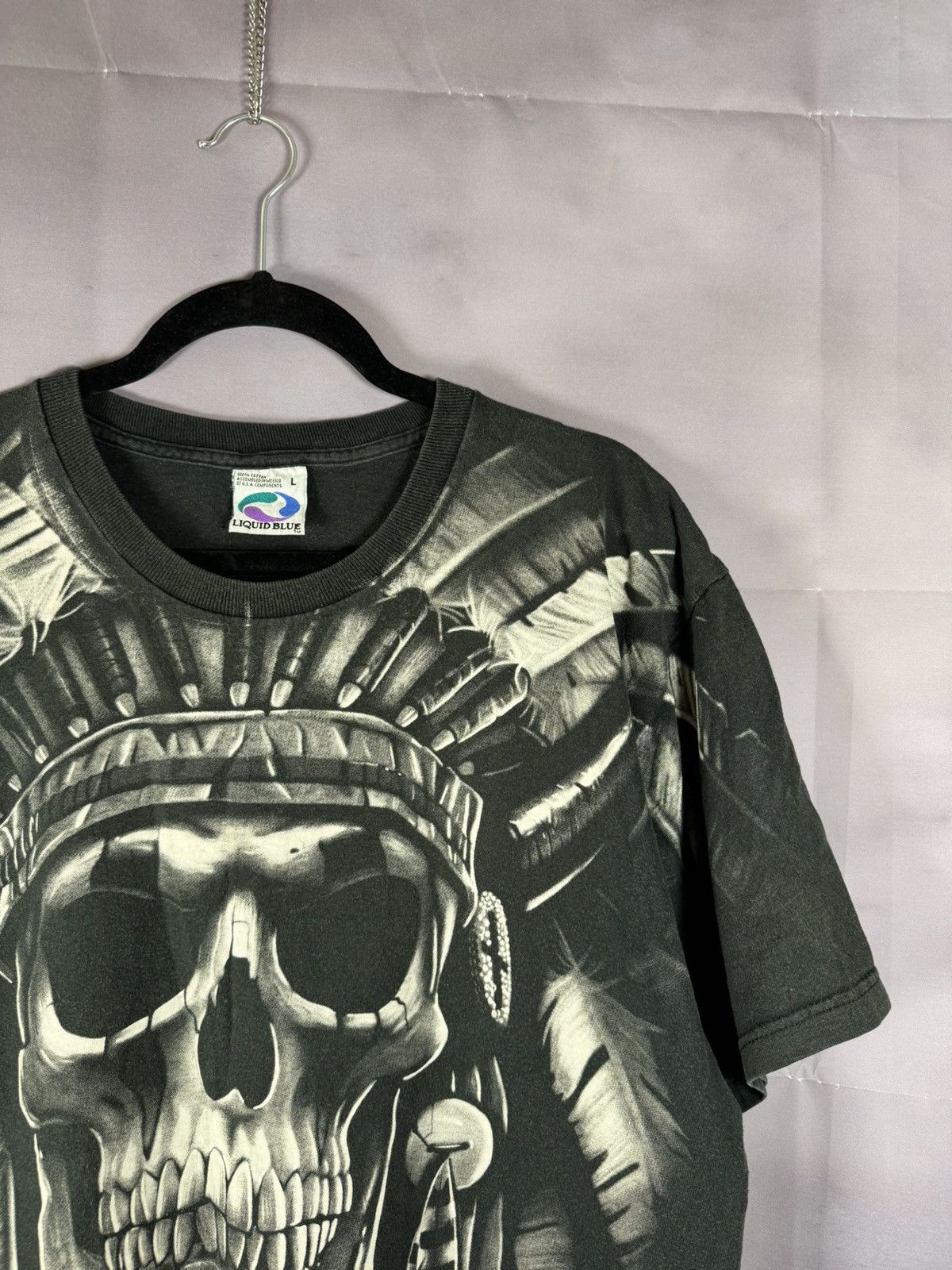 Liquid Blue × Vintage 90’s Vintage 1997 Liquid Blue Shirt XL Skeleton Indian AOP Size US L / EU 52-54 / 3 - 2 Thumbnail