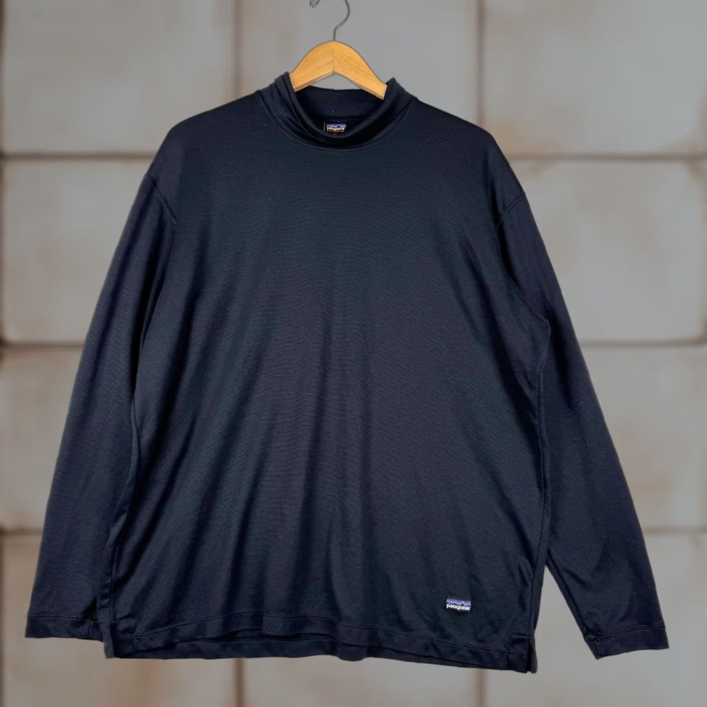 Patagonia VINTAGE Patagonia Capilene XL Black Long Sleeve Turtle Neck Shirt Pullover Made in USA Men XL Black T-Shirt Activewear Hiking USA 90s Size US XL / EU 56 / 4 - 1 Thumbnail