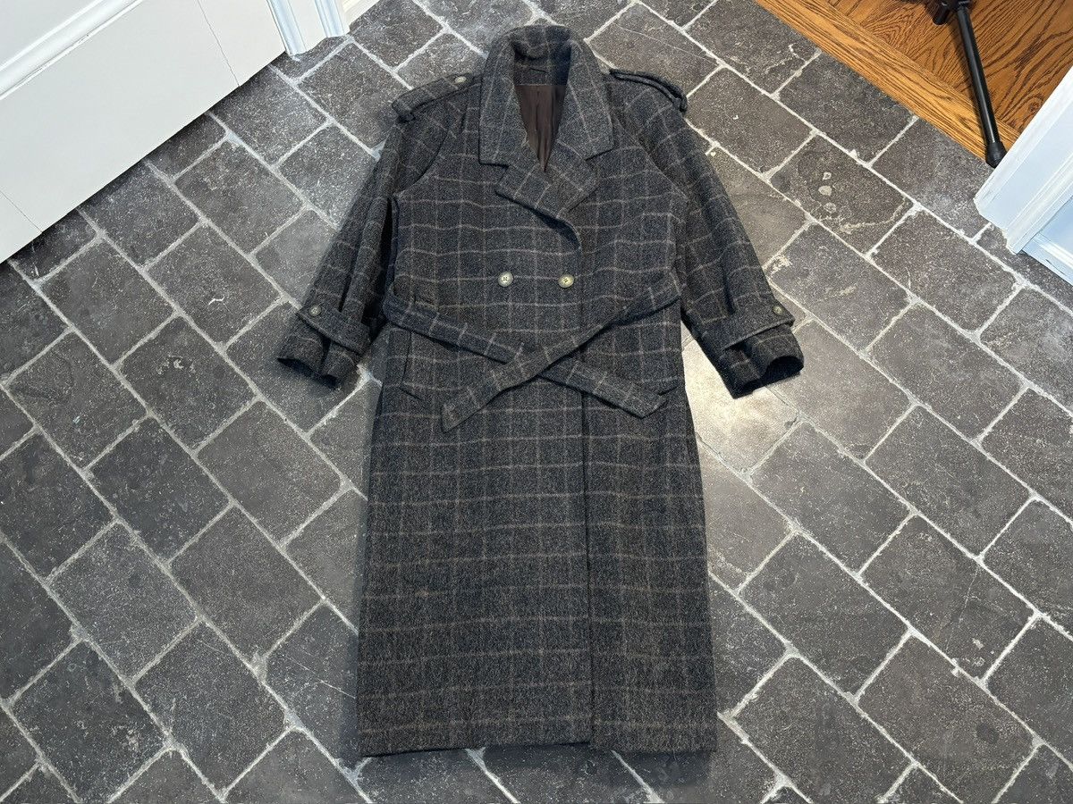 Vintage Vintage Wool Coat Belted Plaid Long Trench Floor Length Grey Size US S / EU 44-46 / 1 - 20 Thumbnail