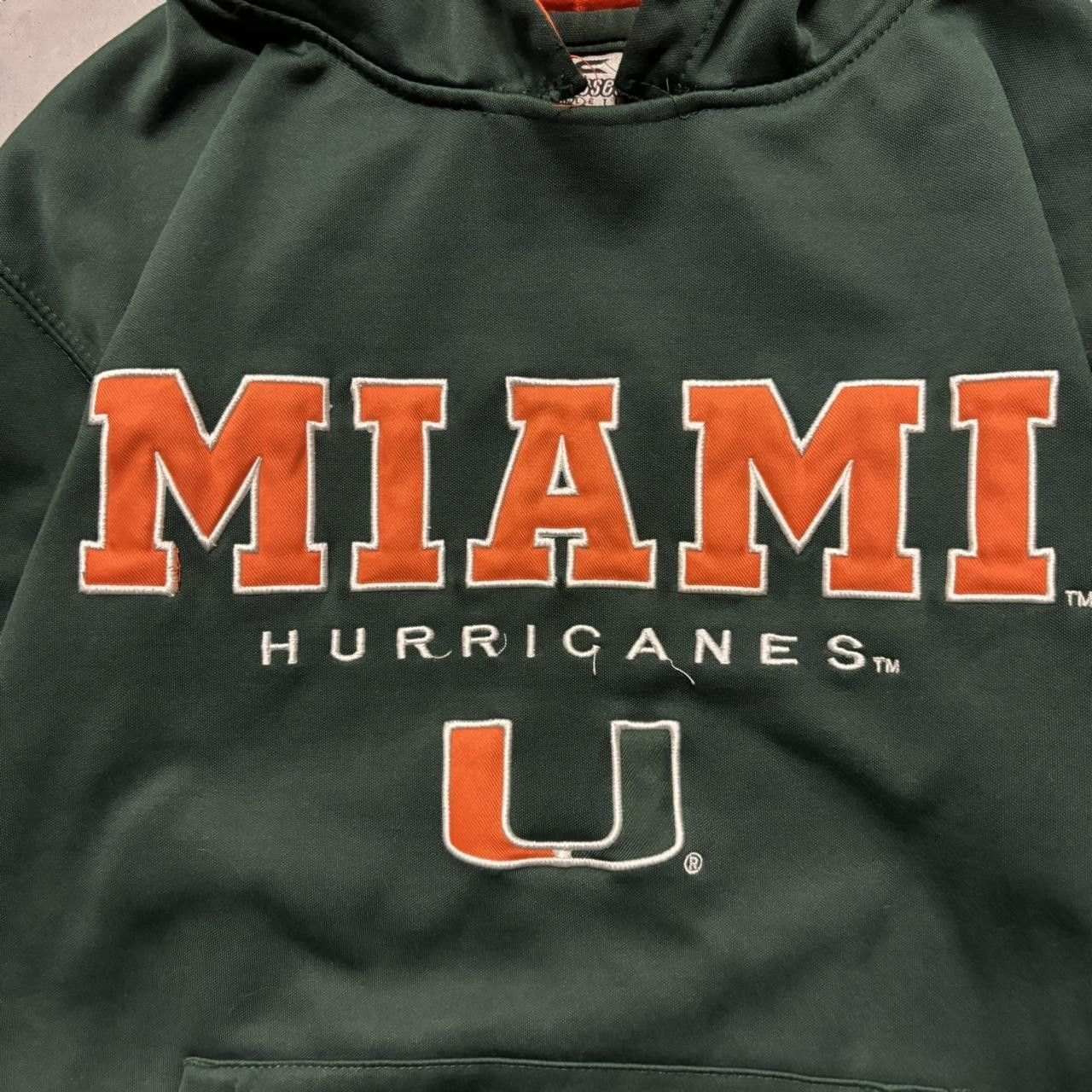 Vintage Crazy Vintage Y2K/2000s Green Miami Hurricanes College Essential Hoodie! Size US L / EU 52-54 / 3 - 5 Thumbnail
