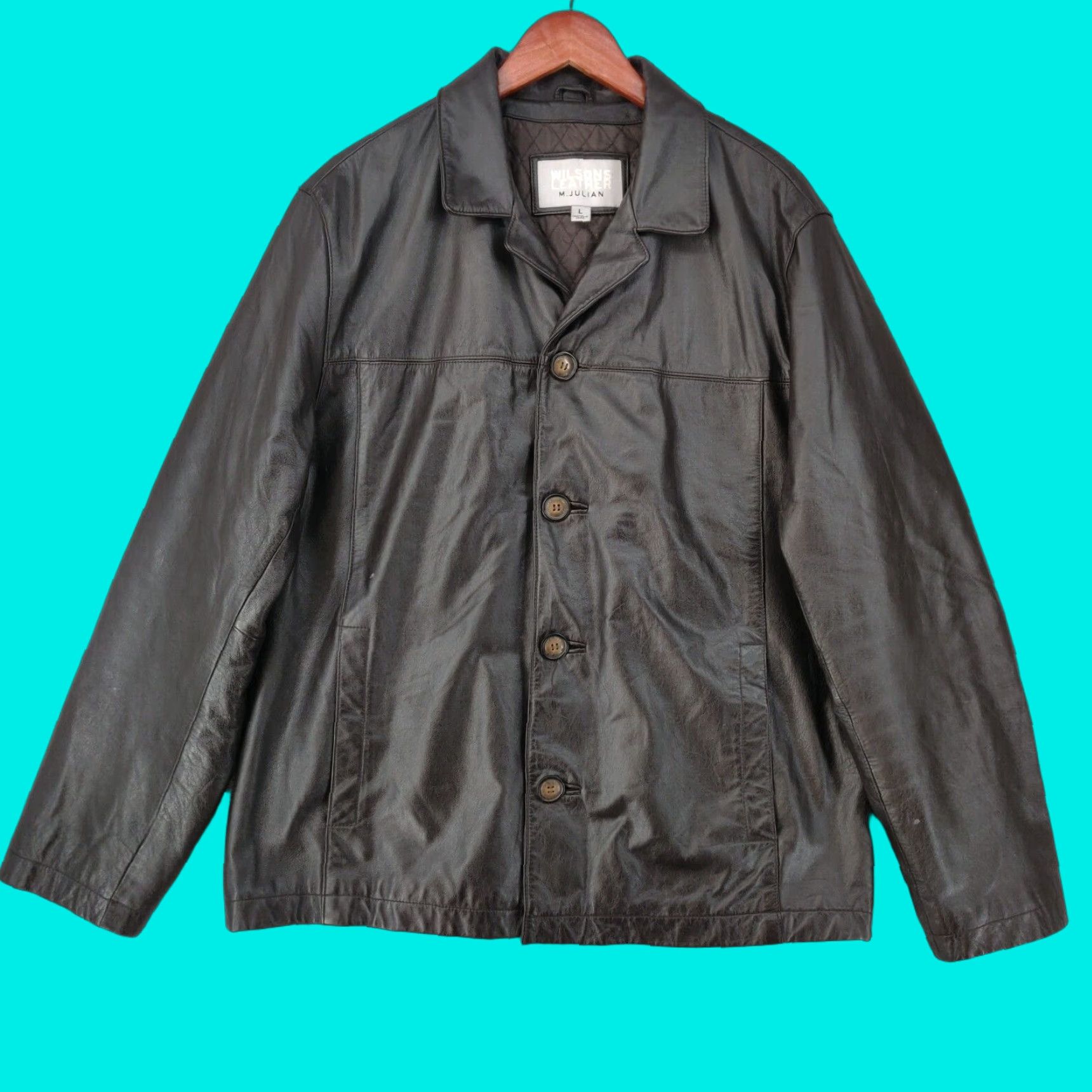 Vintage Wilsons Leather Jacket Mens Large L Brown Quilt Lined M Julian Button Size US L / EU 52-54 / 3 - 1 Thumbnail