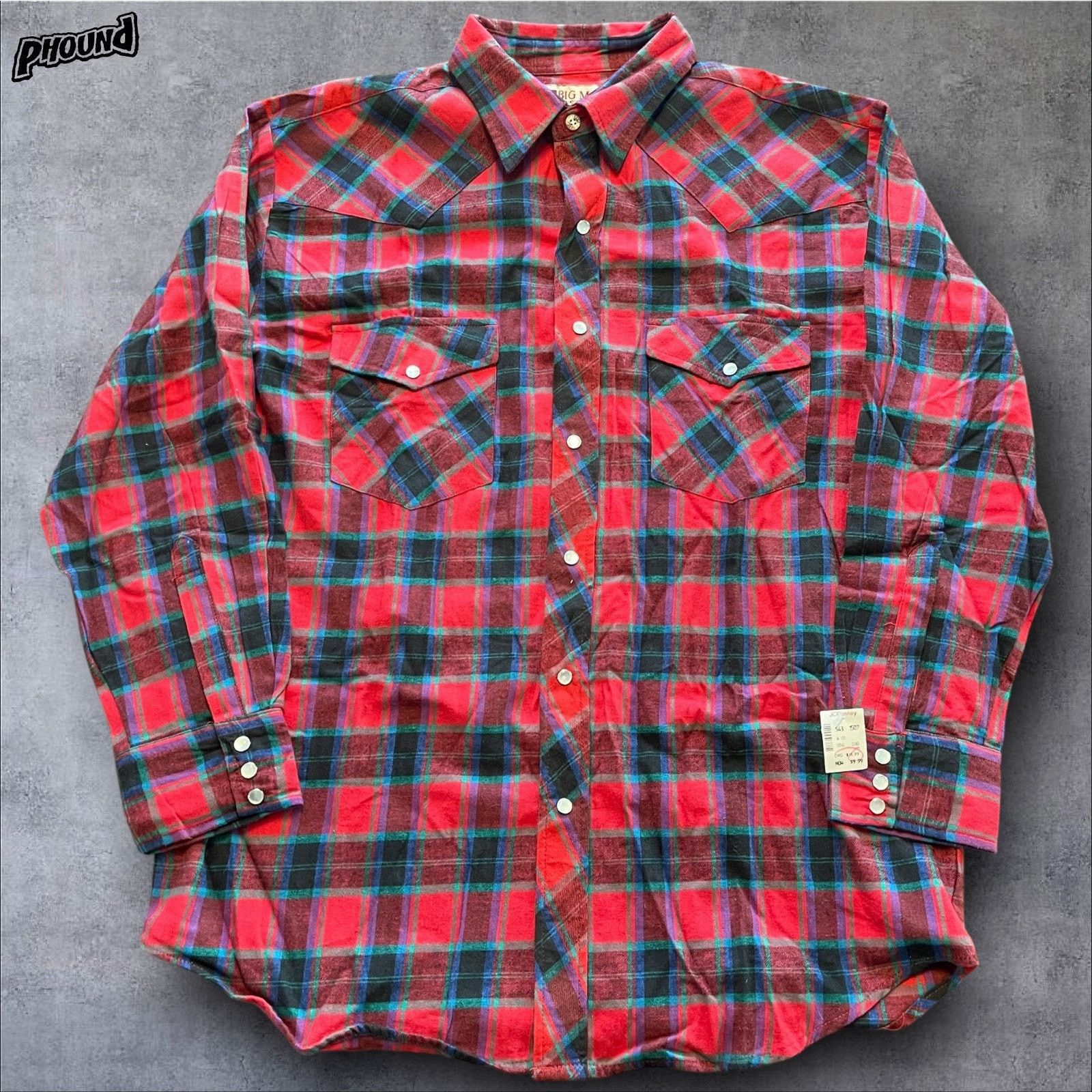 Big Mac New NWT Vtg JC Penney Big Mac Pearl Snap Flannel Shirt XL 
