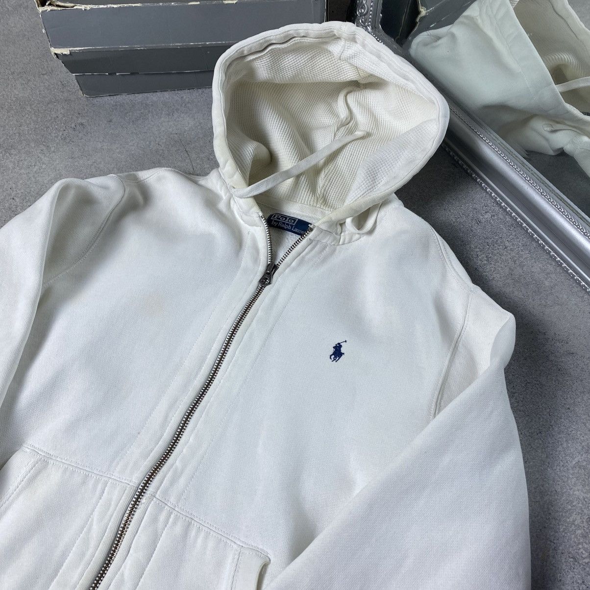 Polo Ralph Lauren Vintage Polo Ralph Lauren Zip Hoodie White Jumper Size US L / EU 52-54 / 3 - 2 Thumbnail