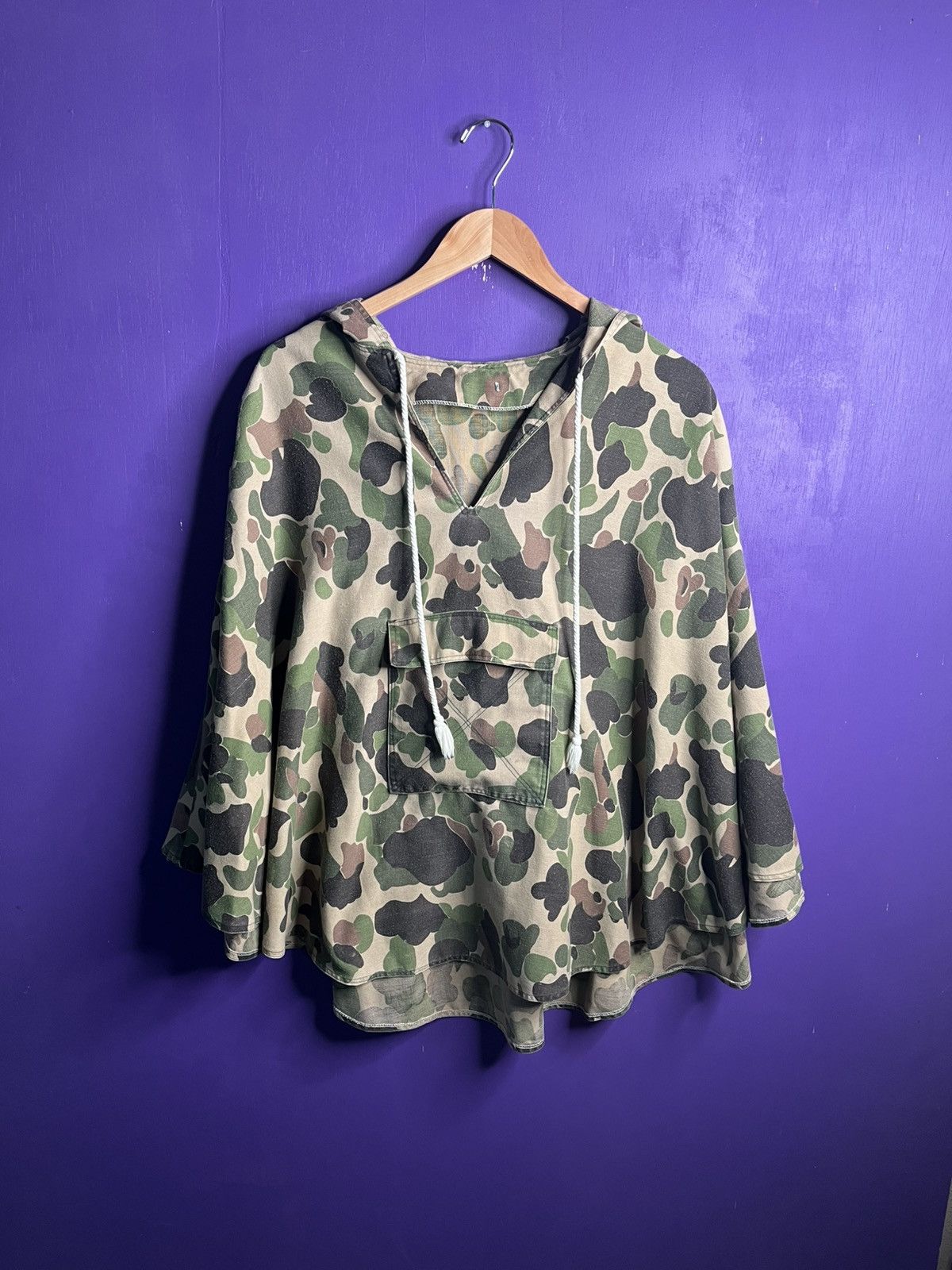 Vintage Vintage 70s Camo big pocket hooded poncho Size US XL / EU 56 / 4 - 1 Thumbnail