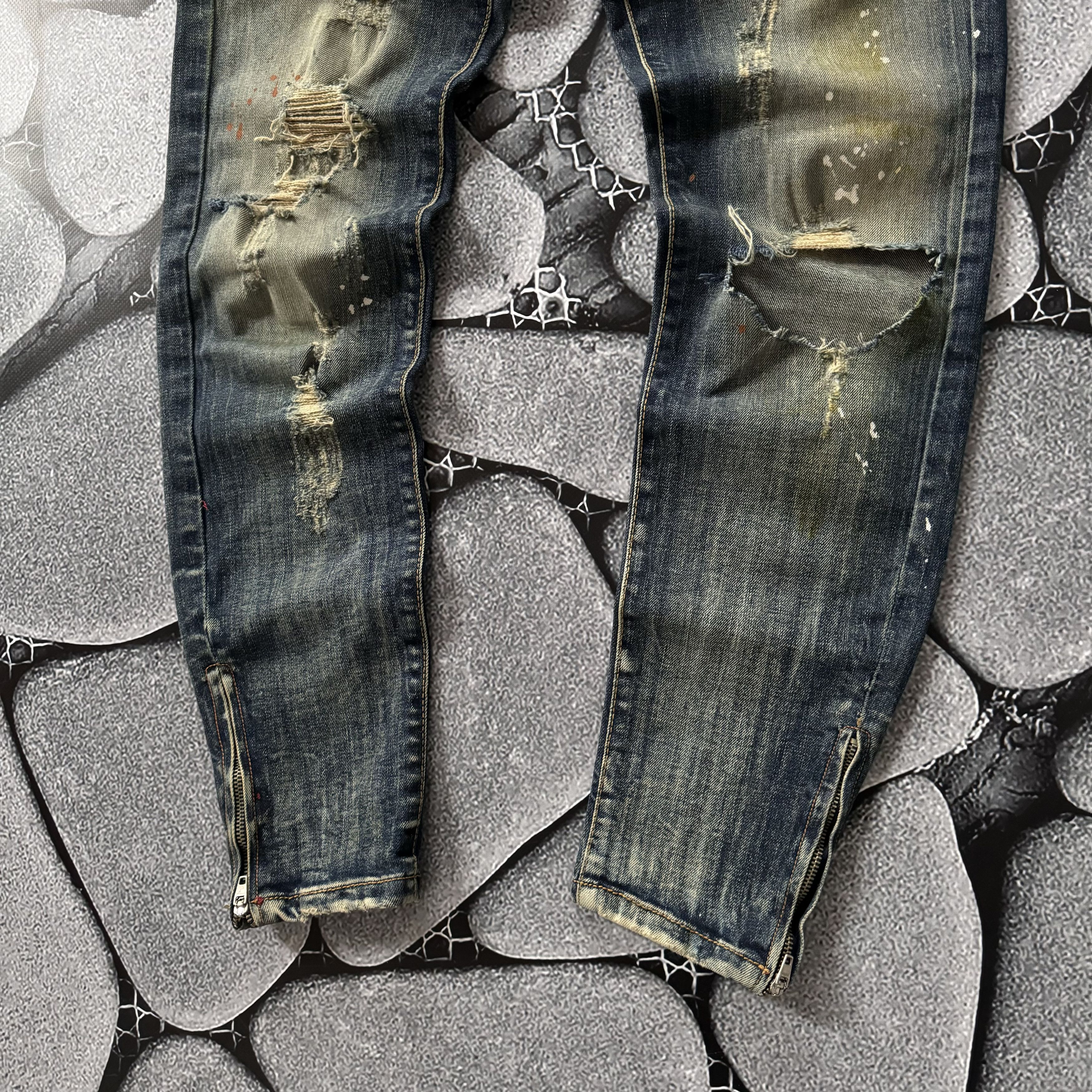 Vintage EX-J VINTAGE DISTRESSED FADED TRASHED JEANS AVANT GARDE Y2K Size 32" / US 10 / IT 46 - 9 Thumbnail