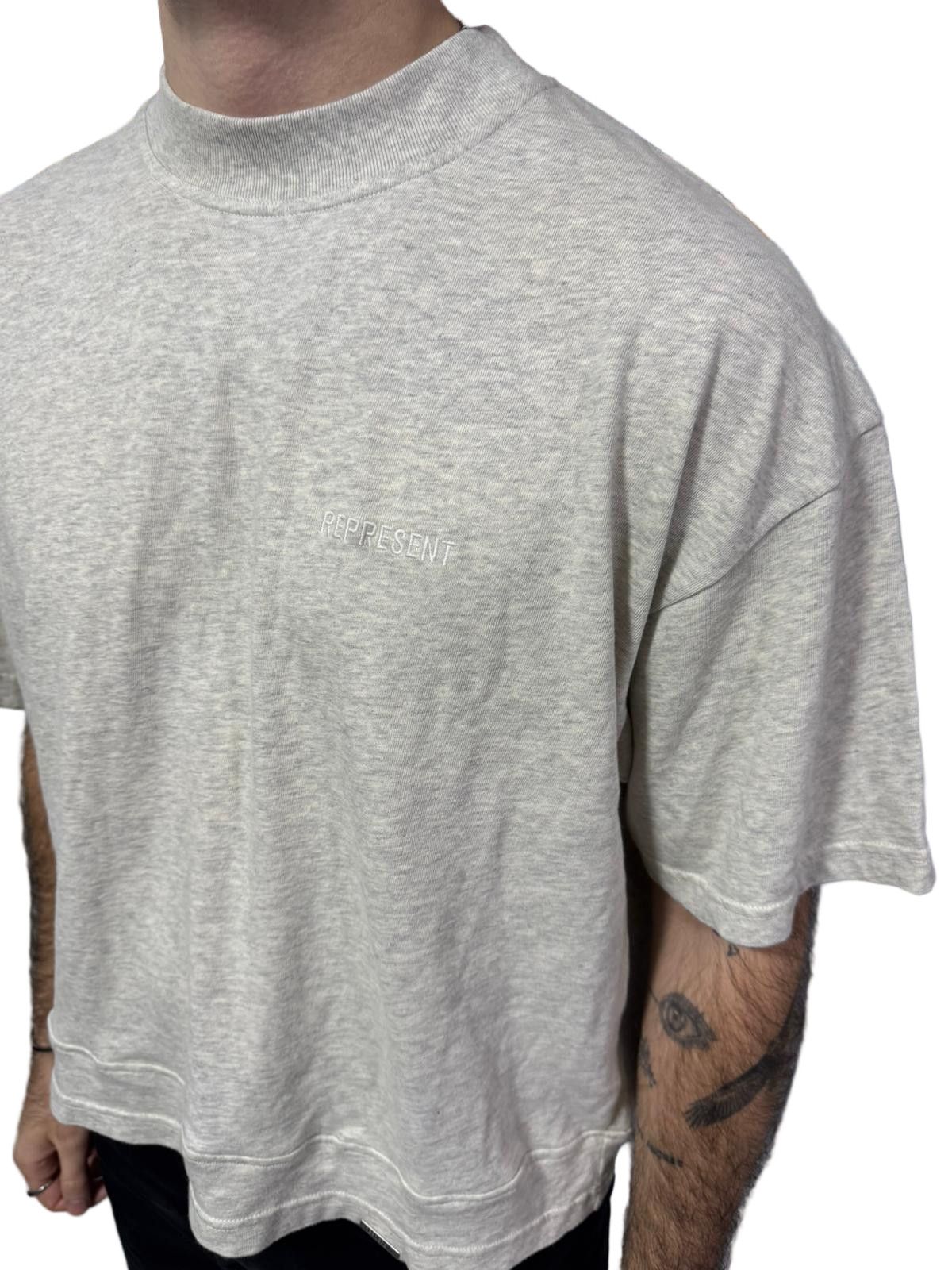 Represent Clo. Grey Cream Marl Embroidered Logo Boxy T-Shirt Size US L / EU 52-54 / 3 - 3 Thumbnail