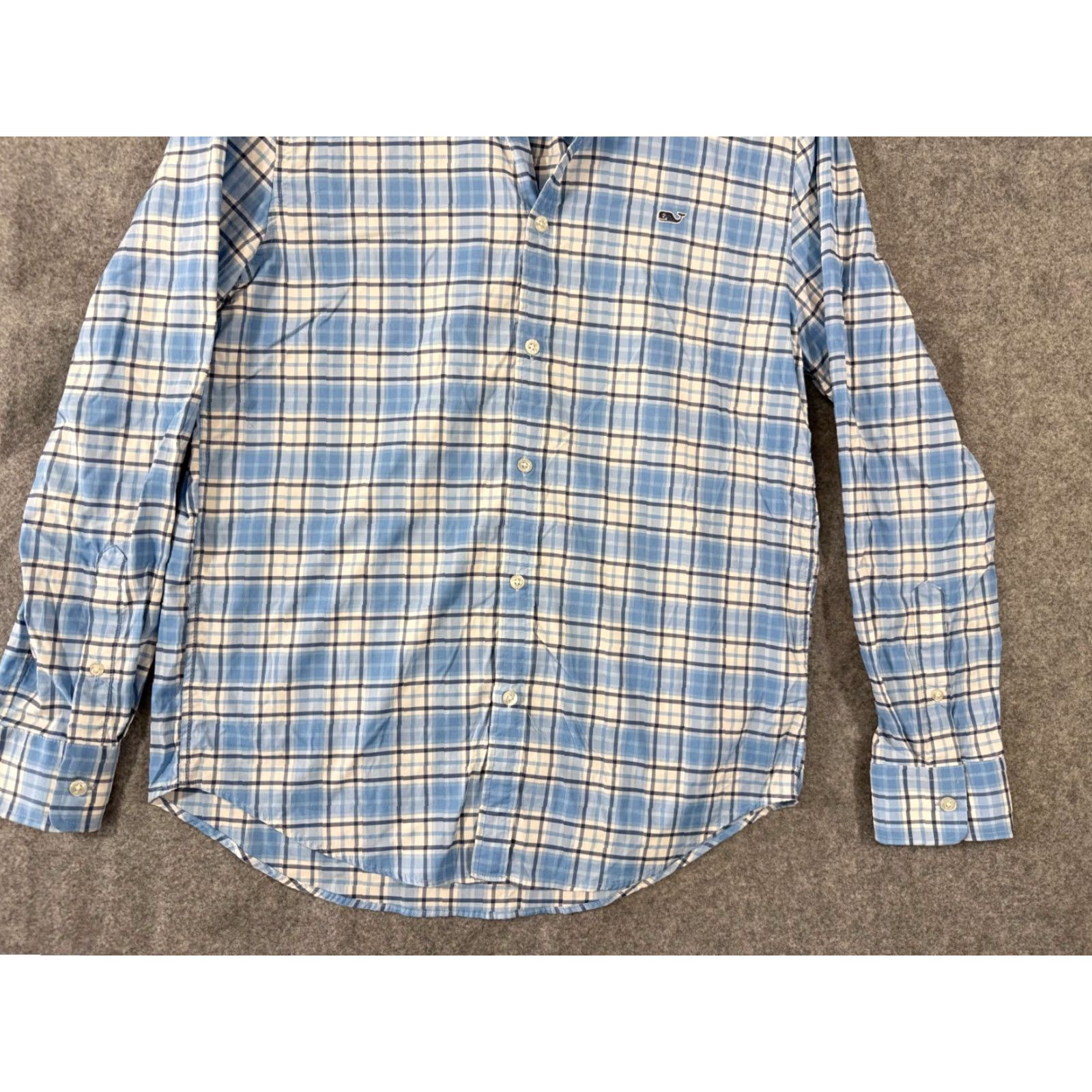 Vineyard Vines Vineyard Vines Whale Shirt Mens M White Blue Plaid Slim Fit Stretch Button-Down Size US M / EU 48-50 / 2 - 4 Thumbnail