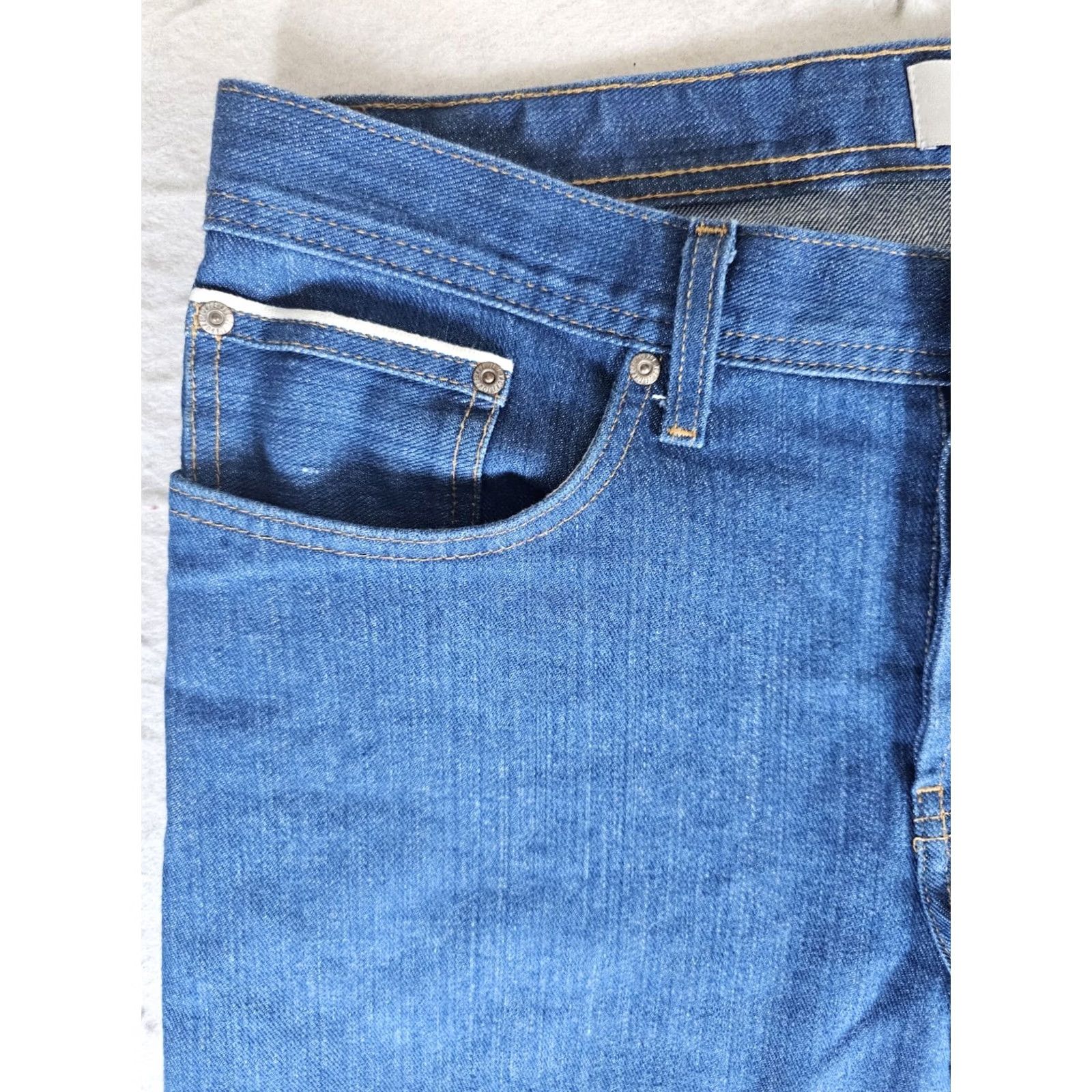 Denime Naked & Famous Weird Guy Selvedge Raw Denim Jeans Mens 34 Island Blue Stretch 34x30 Size US 34 / EU 50 - 6 Thumbnail