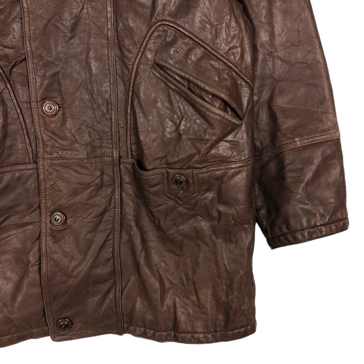 Japanese Brand 🔥Vtg Biker Leather Jacket Moare Japan Issey Miyake Size US M / EU 48-50 / 2 - 5 Thumbnail