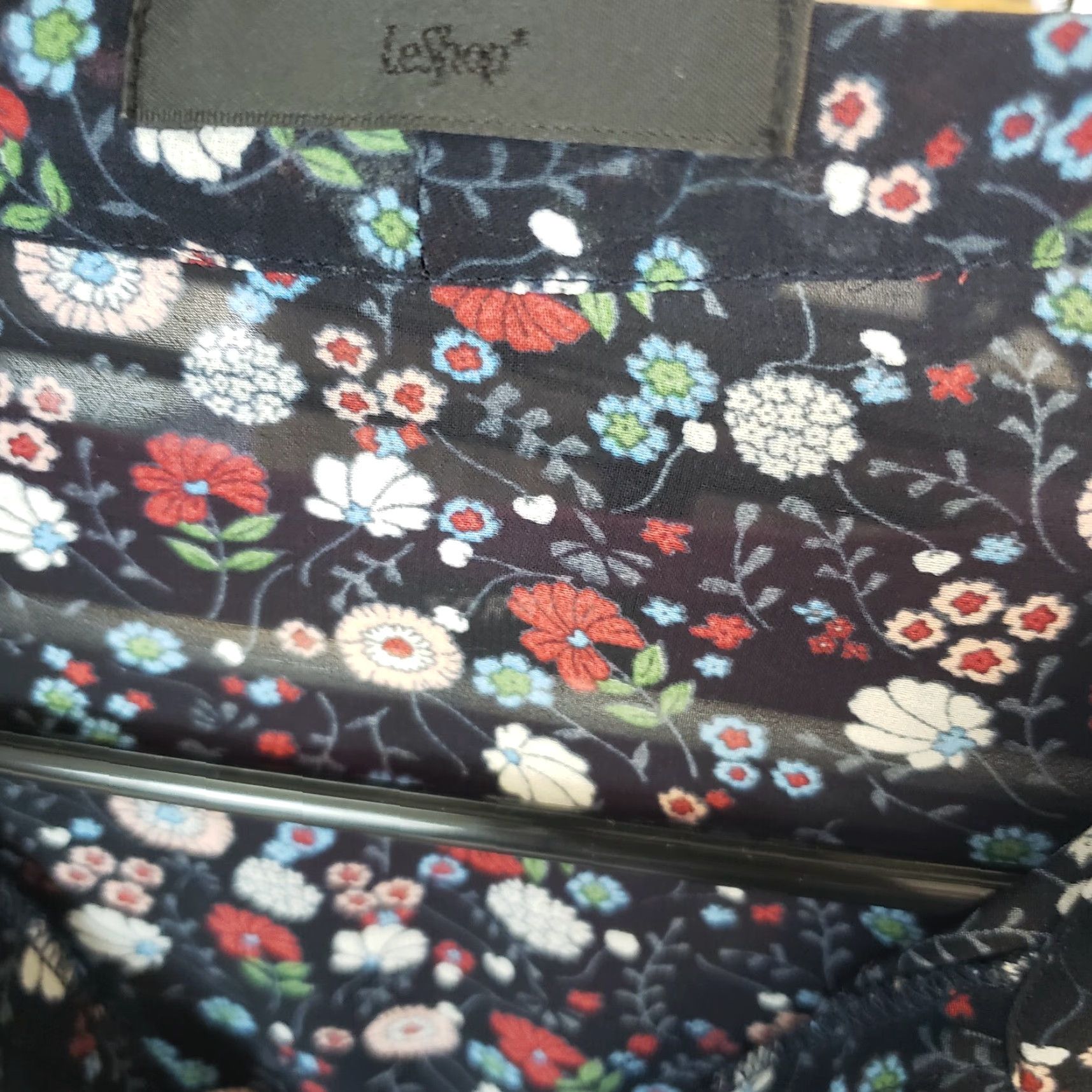 Vintage VINTAGE LeShop Womens Blouse Sz Small Blue Red Floral Sheer 3/4 Sleeve Ruffle Size S / US 4 / IT 40 - 5 Thumbnail