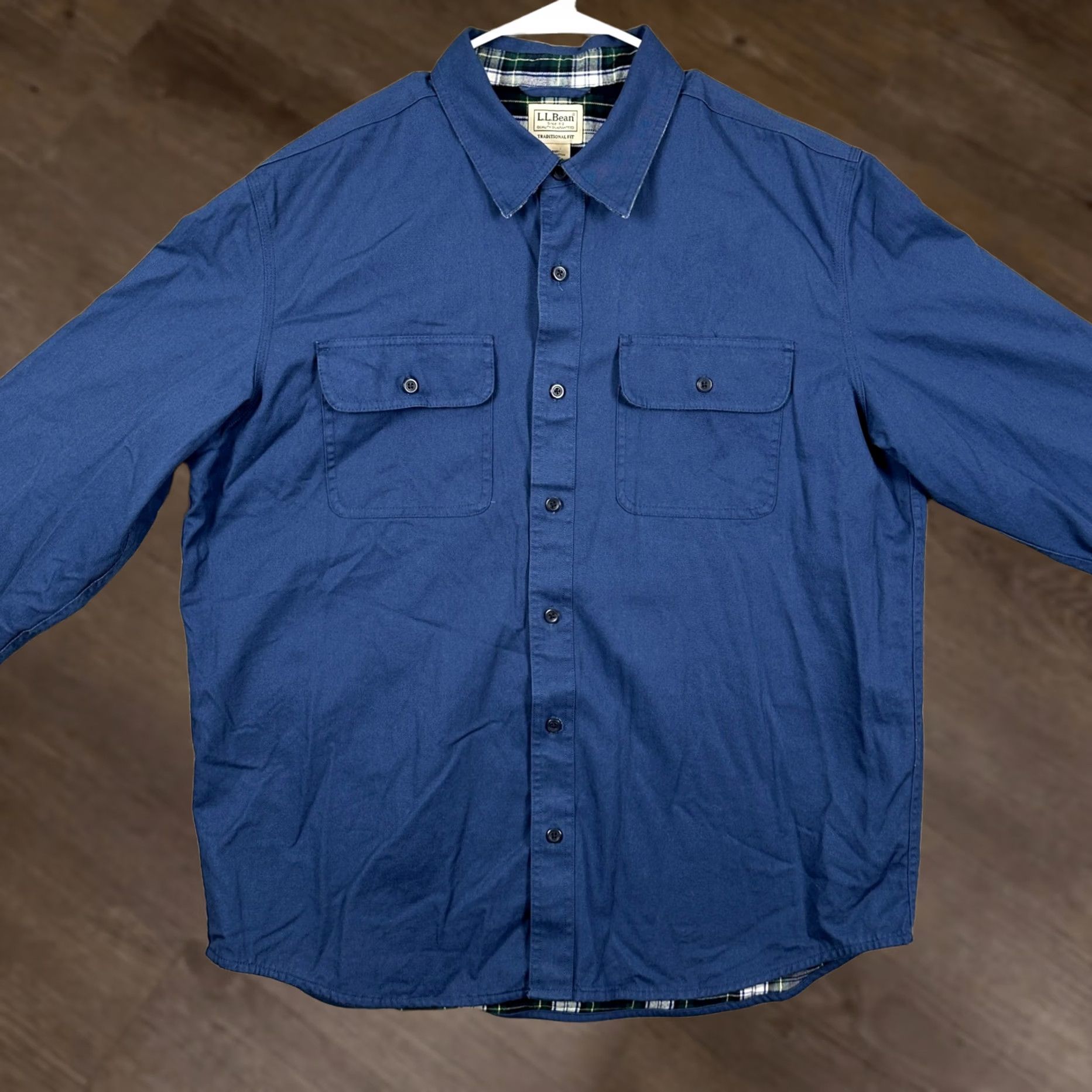 Vintage VINTAGE L.L. Bean Flannel Lined Shirt Shacket Men Large Blue Jacket Barncoat Long Sleeve Size US L / EU 52-54 / 3 - 1 Thumbnail