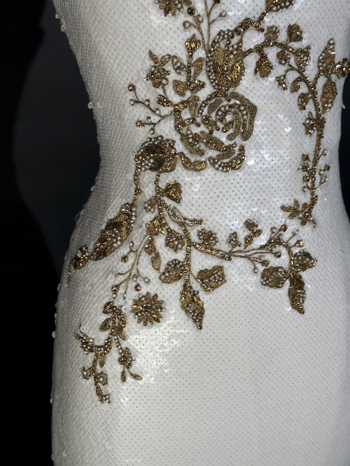 Monique Lhuillier Brand New Monique Lhuillier Embroidered Sequin Column Gown Size M / US 6-8 / IT 42-44 - 4 Thumbnail
