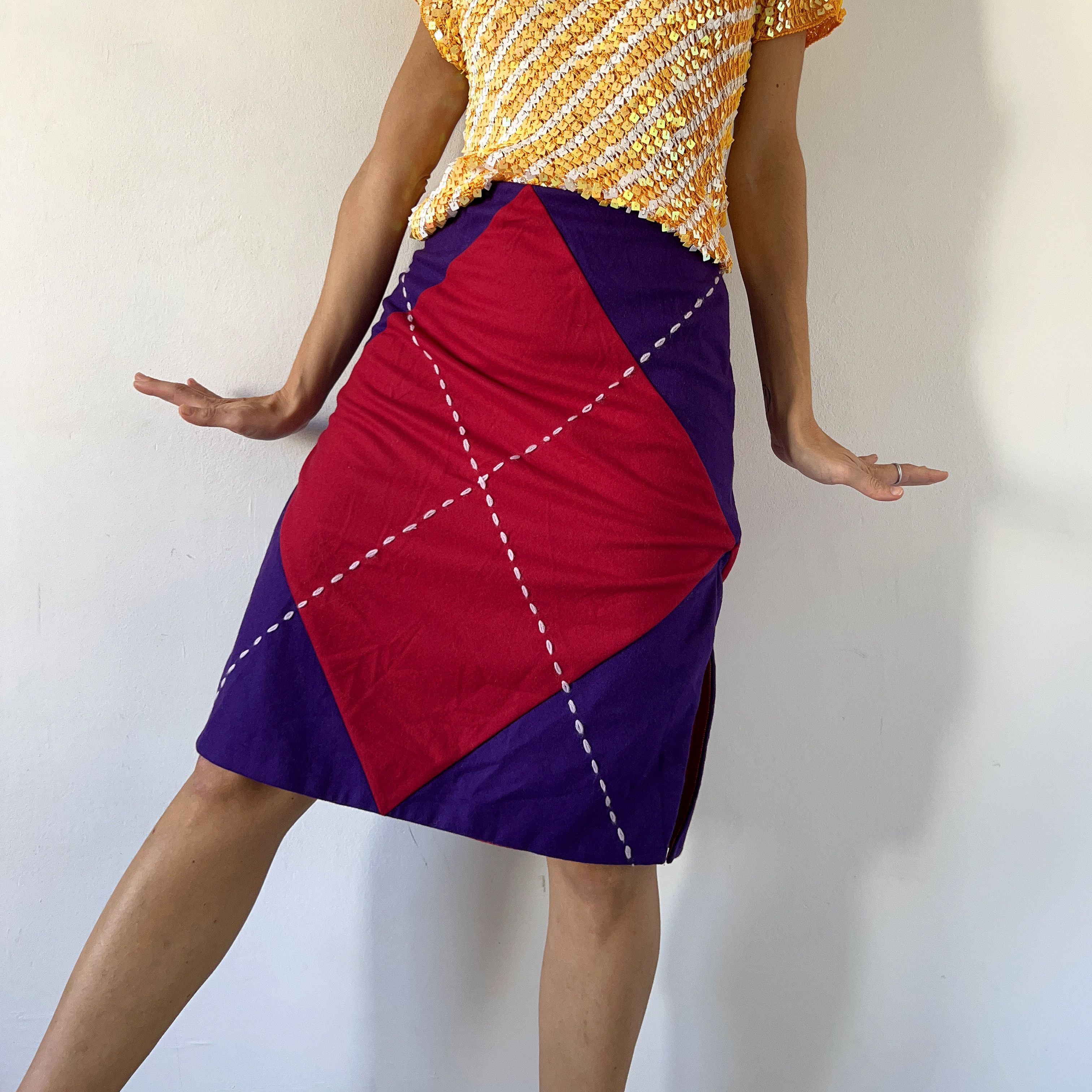 Moschino Moschino vintage 90s argyle wool skirt Size 27" / US 4 / IT 40 - 2 Thumbnail