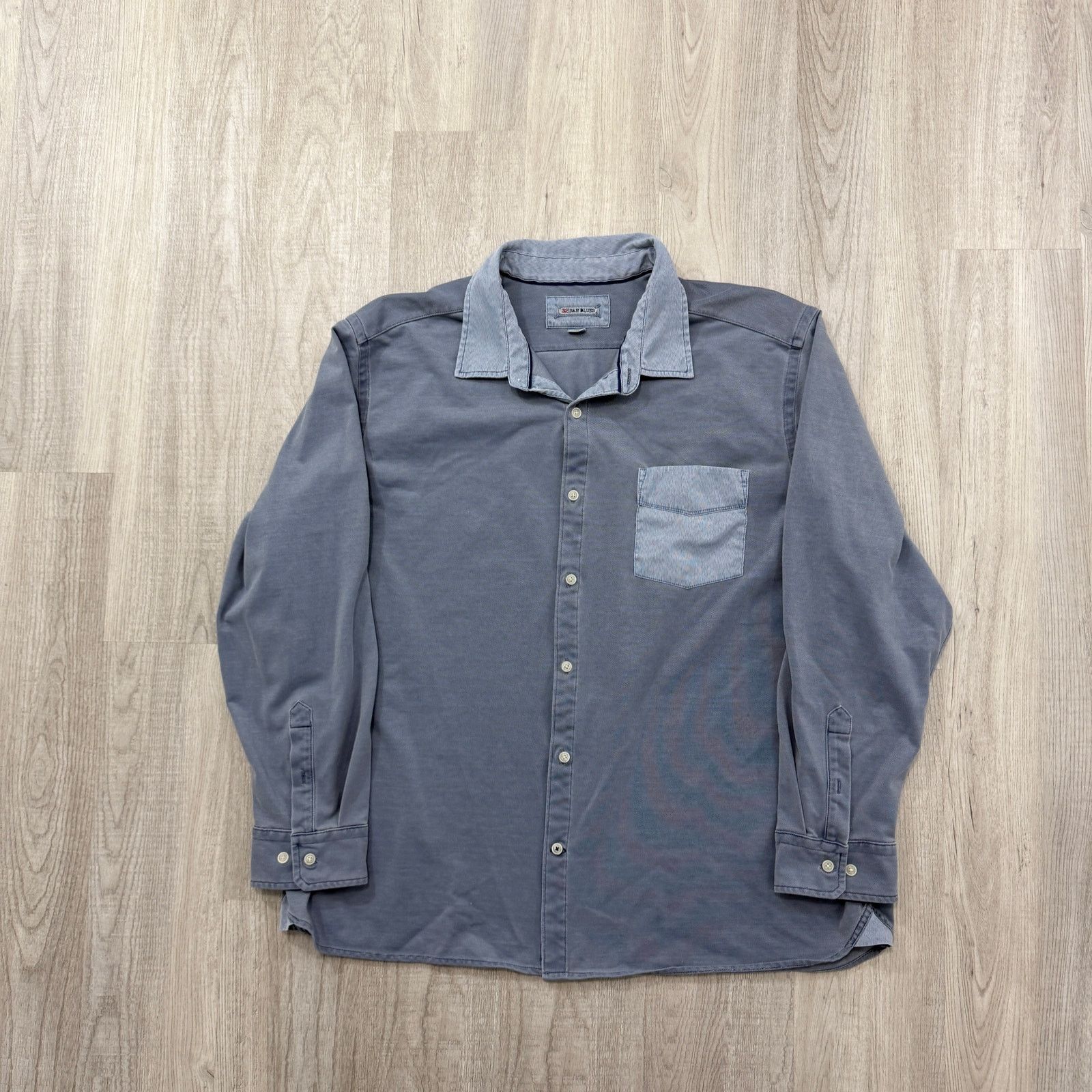 Vintage 32 Bar Blues Button Down Shirt Men's 2XL Blue Solid Preppy Size US XXL / EU 58 / 5 - 2 Thumbnail