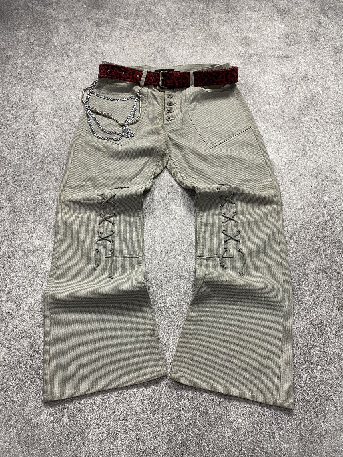 If Six Was Nine × Japanese Brand × Le Grande Bleu (L.G.B.) NEED GONE!!! In The Attic Laceup Flared Pant Size US 34 / EU 50 - 1 Thumbnail
