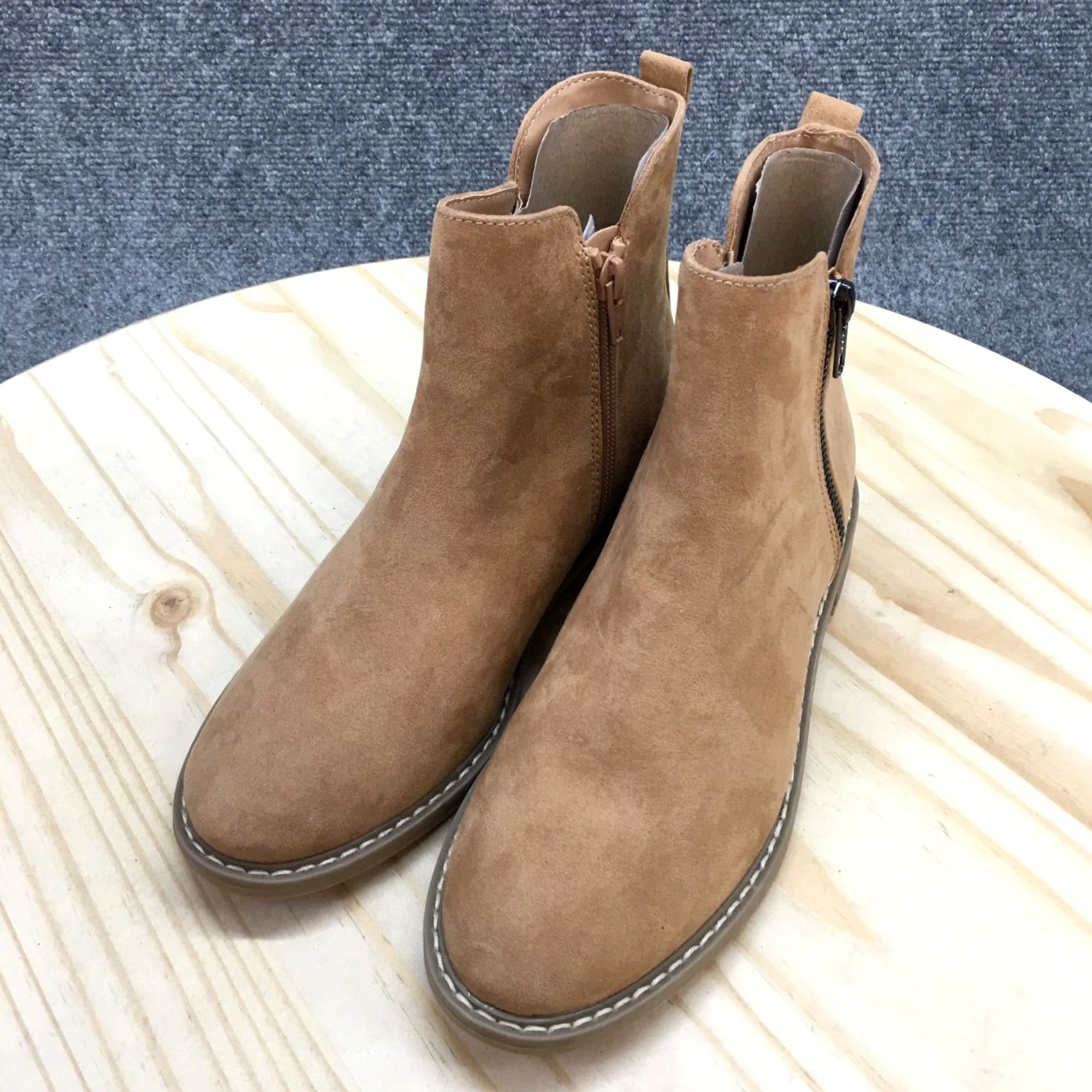 Vintage Universal Thread Boots Women Brenna Casual Side Zip Ankle Bootie Brown Fabric Size 6 Womens Size US 6 / IT 36 - 3 Thumbnail