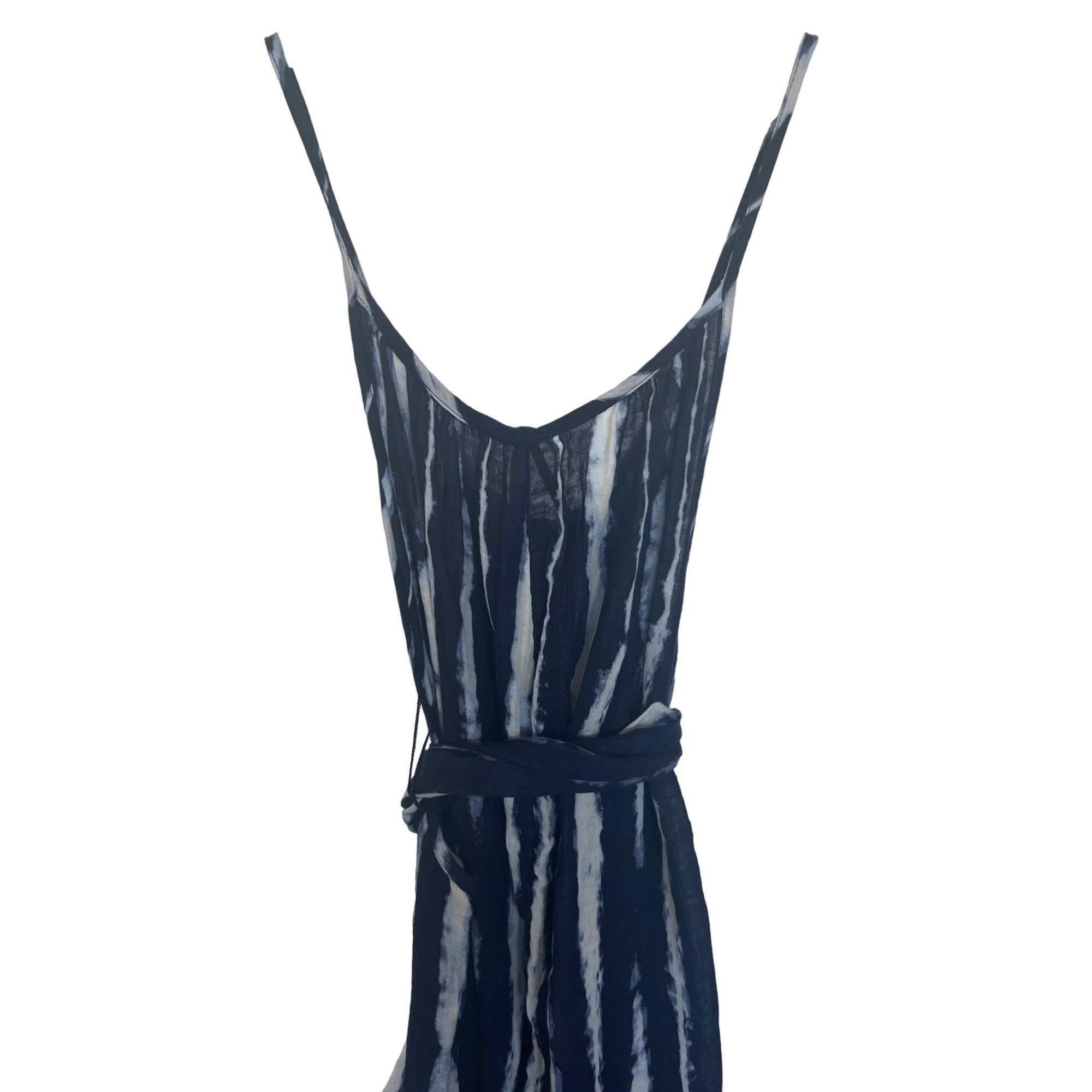 Anthropologie Anthropologie Navy Tie-Dye Striped Jumpsuit Tie Detail Size 26" / US 2 / IT 38 - 8 Thumbnail