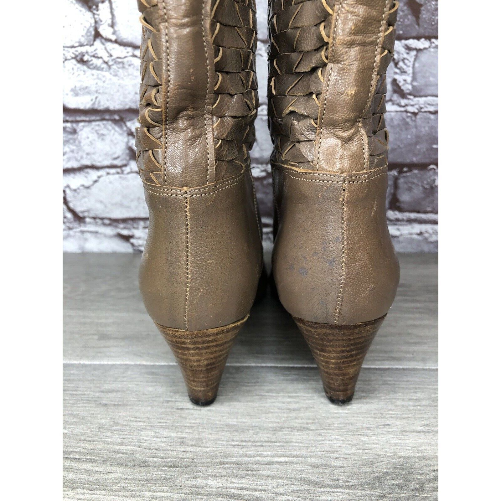 Frye Frye Vintage Taupe Leather Woven Weaves Heel Western Boots W Size US 5.5 / IT 35.5 - 5 Thumbnail
