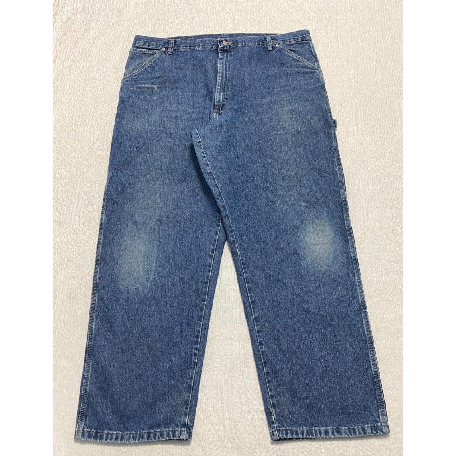 Wrangler Wrangler Mens Carpenter Jeans Size 42×30 Blue Straight Wide Leg Jeans Size US 42 / EU 58 - 2 Thumbnail
