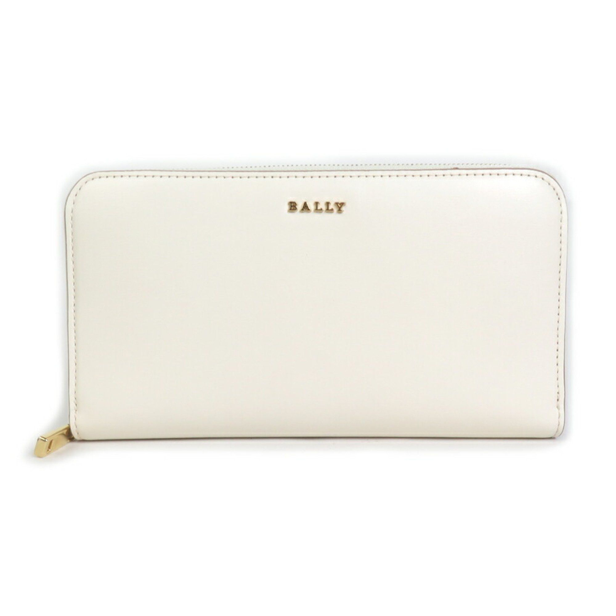 image of Bally Round Zipper Long Wallet Leather Ivory Unisex, Women's