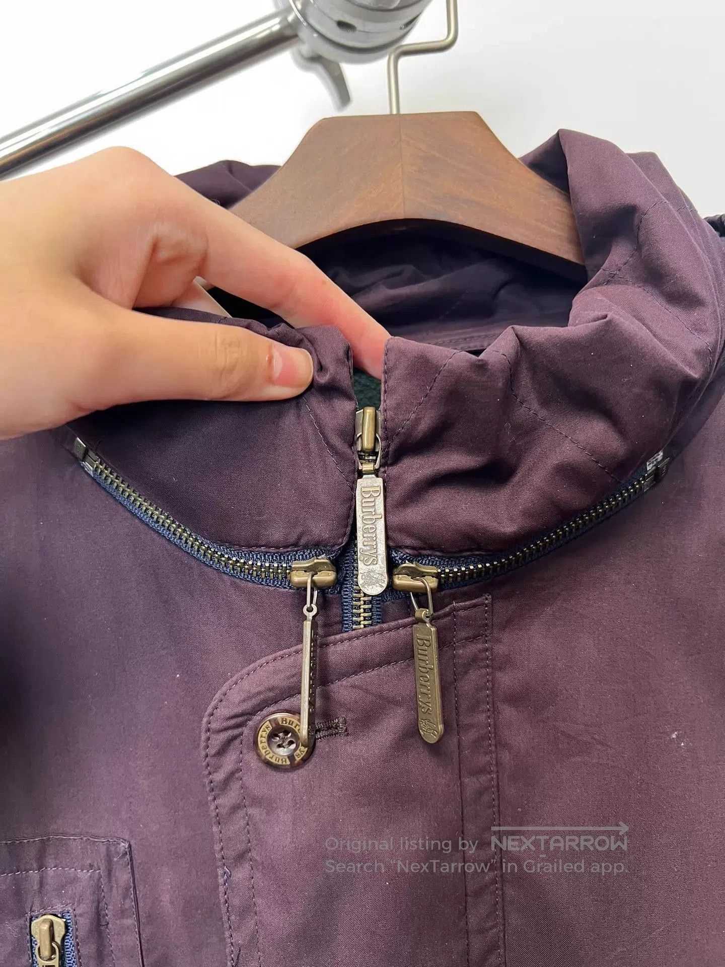 Burberry Purple Hooded Parka with Multiple Pockets. Size US XL / EU 56 / 4 - 5 Thumbnail