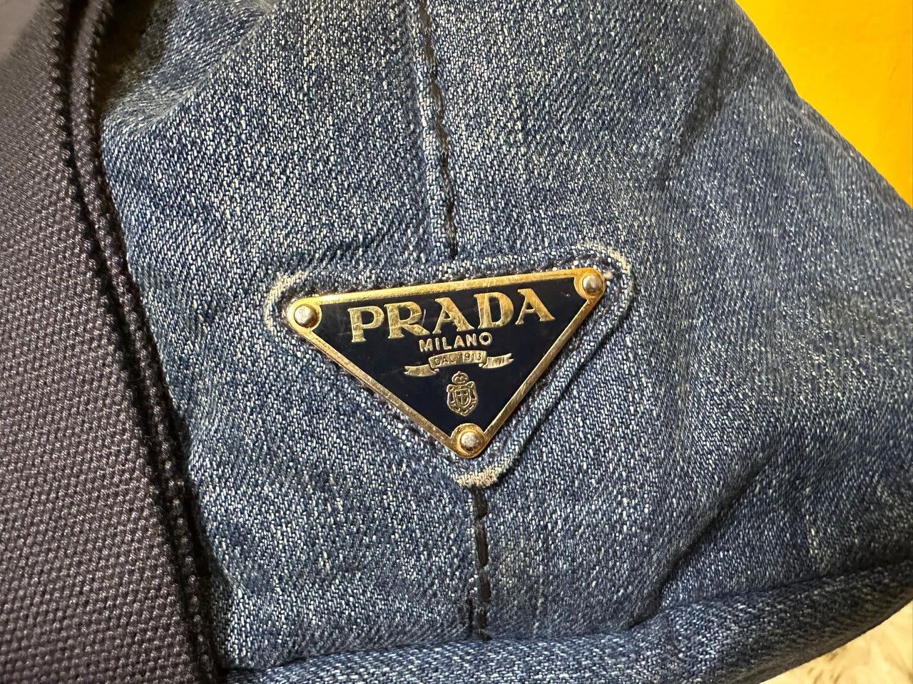 Prada Authentic Prada Canapa Denim Blu Medium Tote Bag Size ONE SIZE - 9 Thumbnail