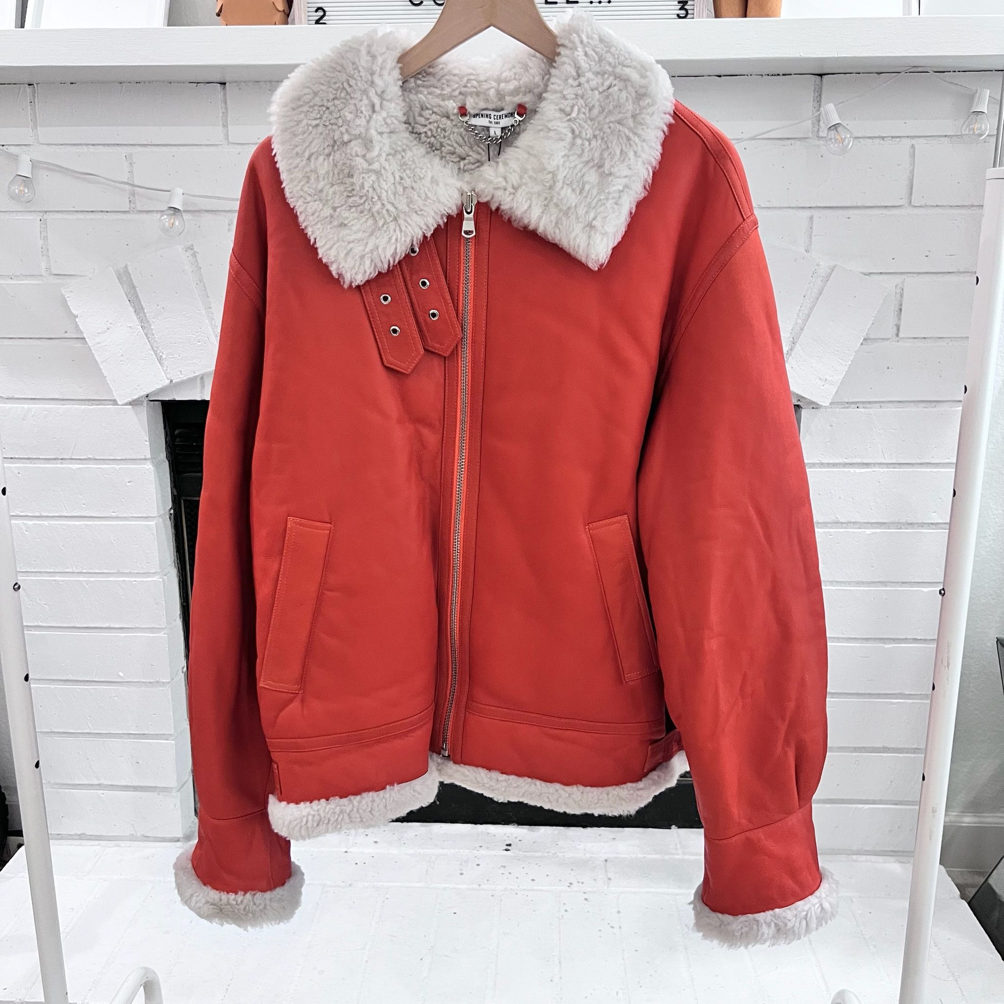 Opening Ceremony Exclusive Leather Shearling Flight Jacket