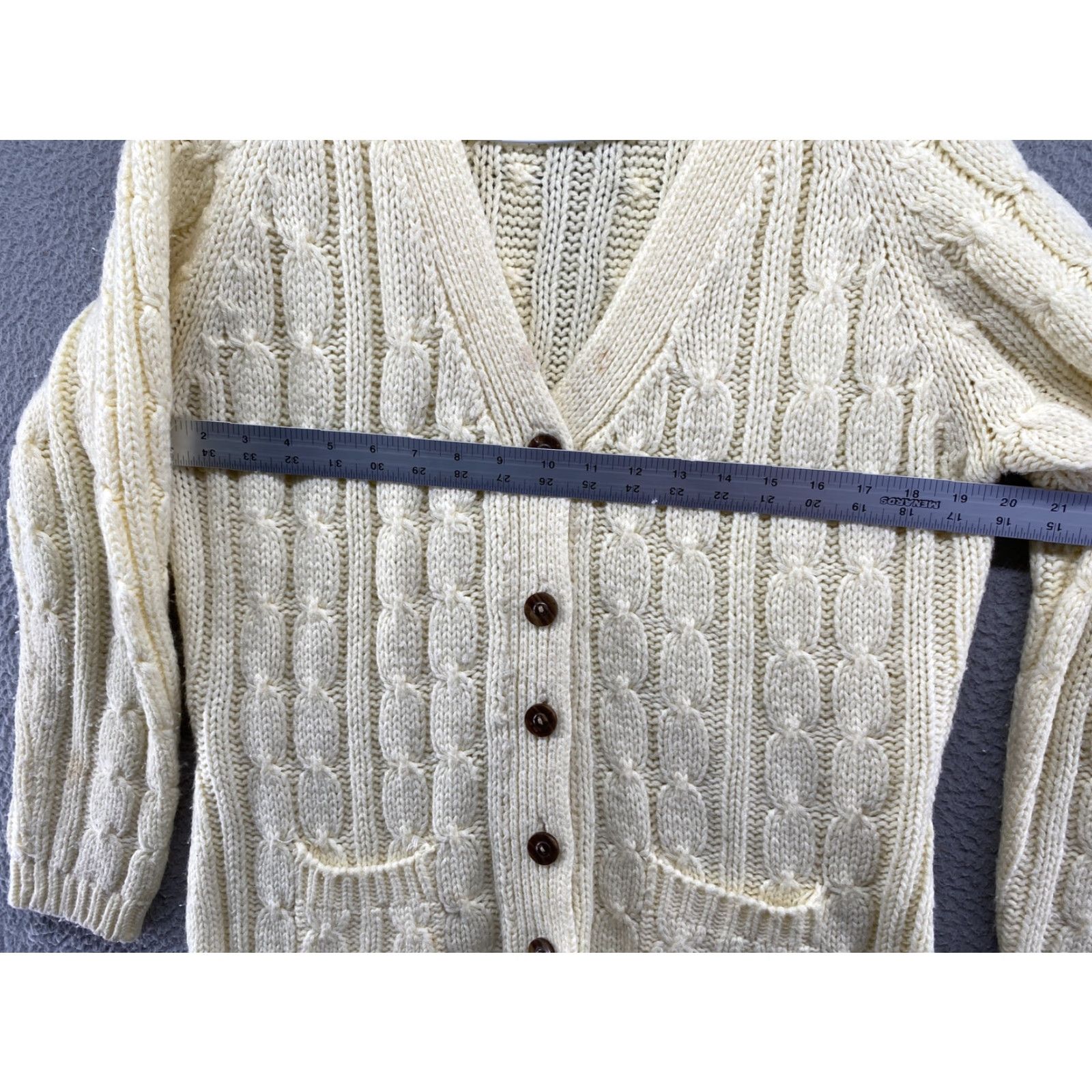 Vintage VINTAGE Hand Full Cardigan Sweater Womens 42 Yellow 100% Virgin Acrylic Size 42 Size M / US 6-8 / IT 42-44 - 5 Thumbnail