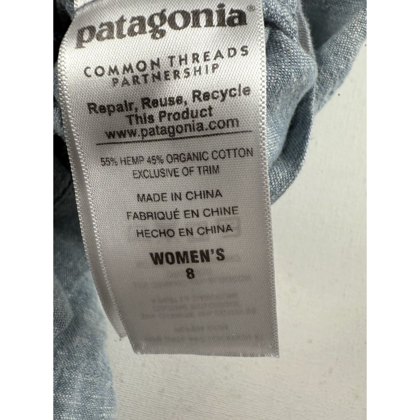 Patagonia Patagonia Women's Dress Island Hemp Shift Casual Knee Length Sleeveless Blue 8 Hemp Organic Cotton Bohemian Outdoors Size M / US 6-8 / IT 42-44 - 3 Thumbnail