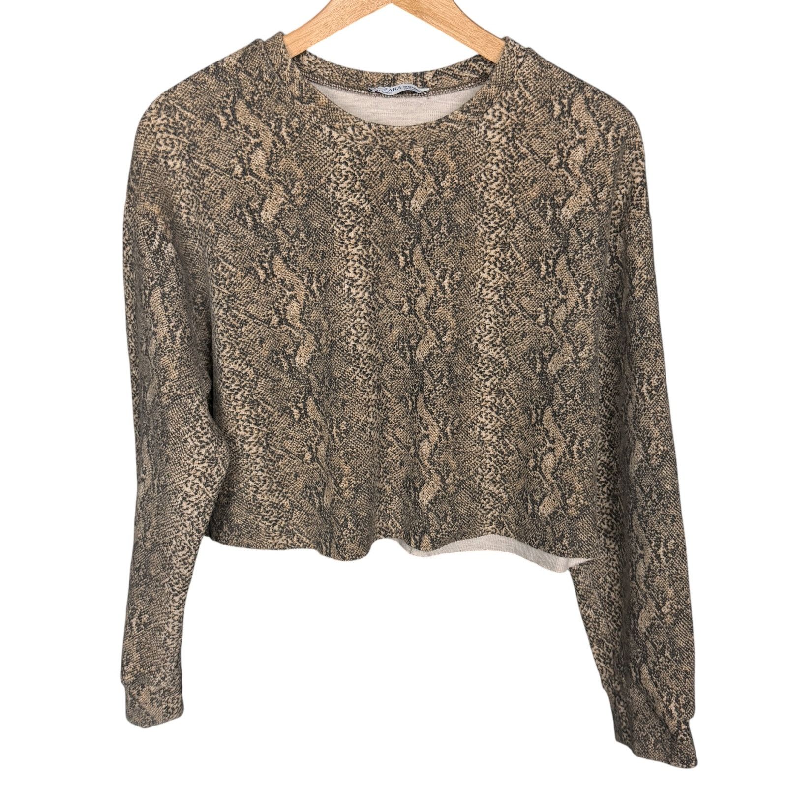 Zara Zara Trafaluc Tan Black Snakeskin Cobra Womens Small Cropped Size S / US 4 / IT 40 - 5 Thumbnail