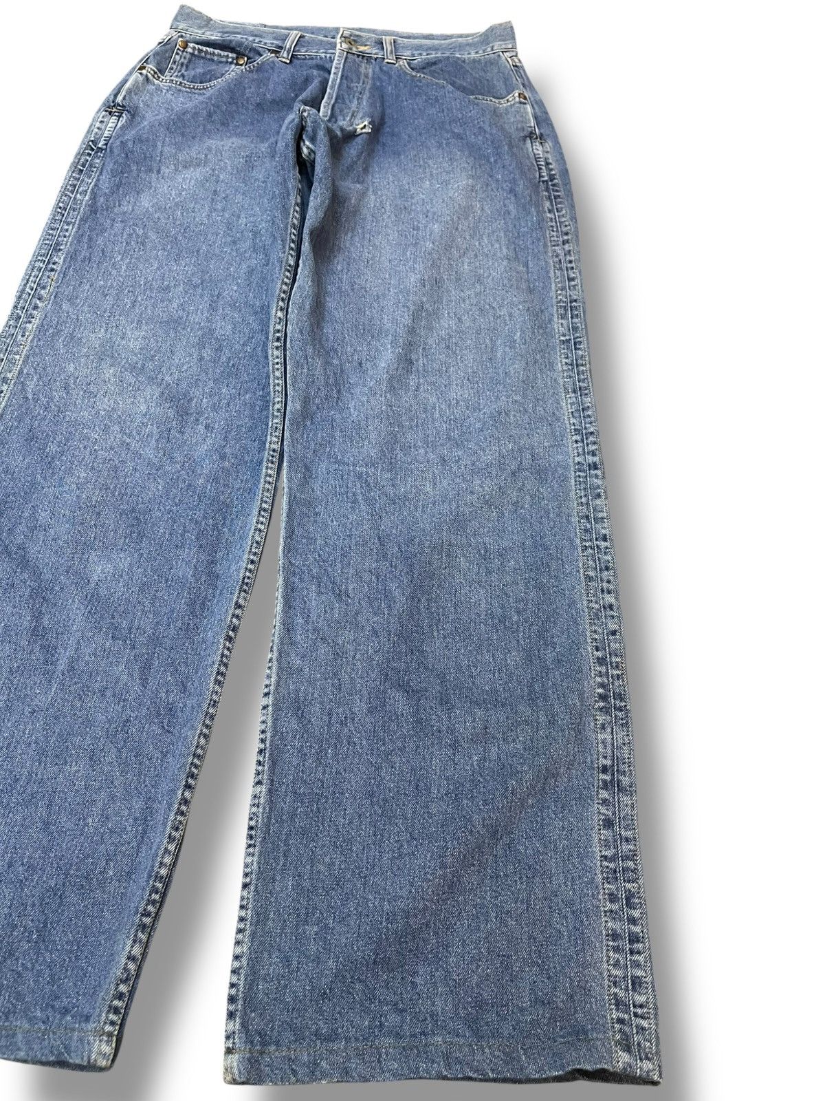 JNCO × Japanese Brand × Southpole Vintagw Motor-Oil Baggy Button Fly Denim Size US 31 - 4 Thumbnail