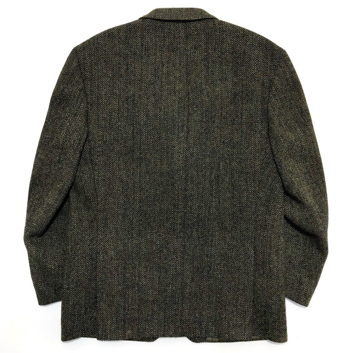 Harris Tweed 🧿wool 3-buttons tweed blazer herringbone green/black Size 52R - 6 Thumbnail
