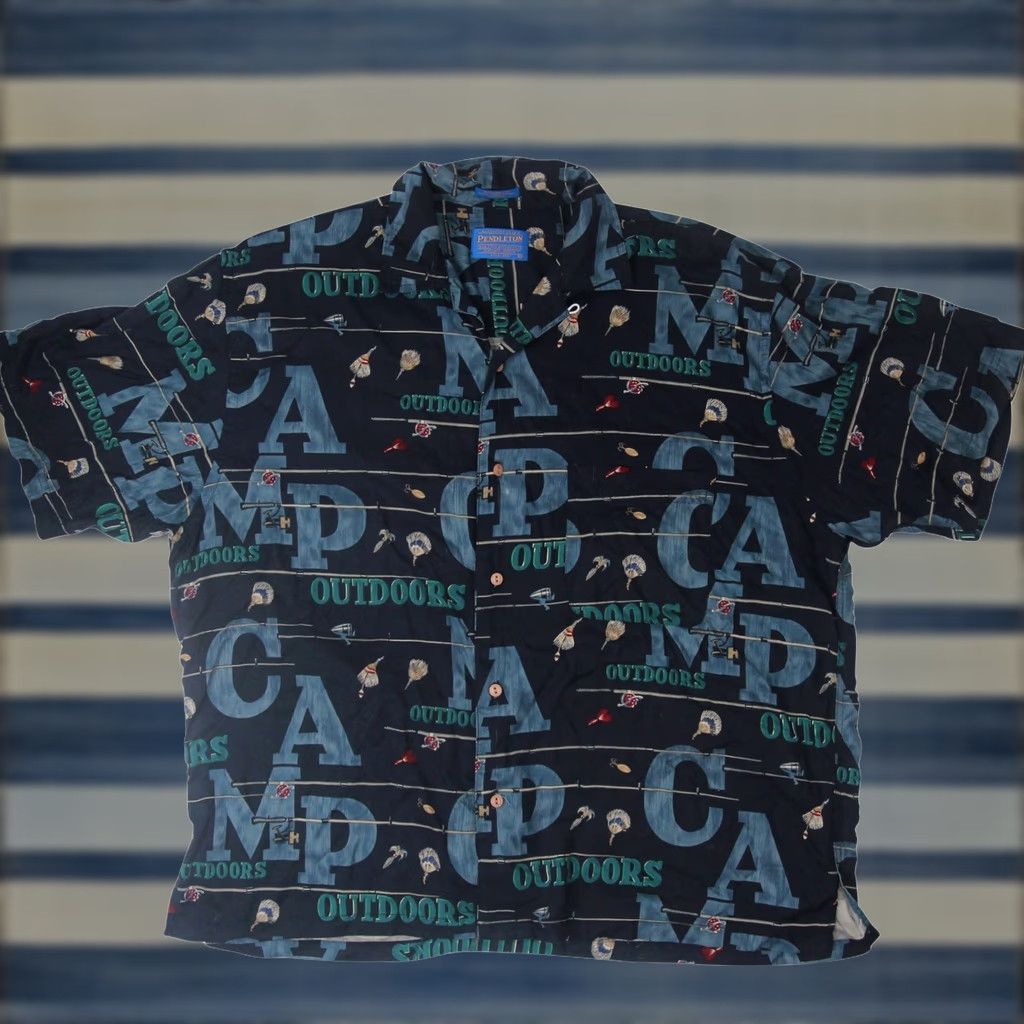 Pendleton VINTAGE Pendleton Shirt Men L %100 Rayon Allover Print Camp Fishing Shirt Size US L / EU 52-54 / 3 - 1 Thumbnail