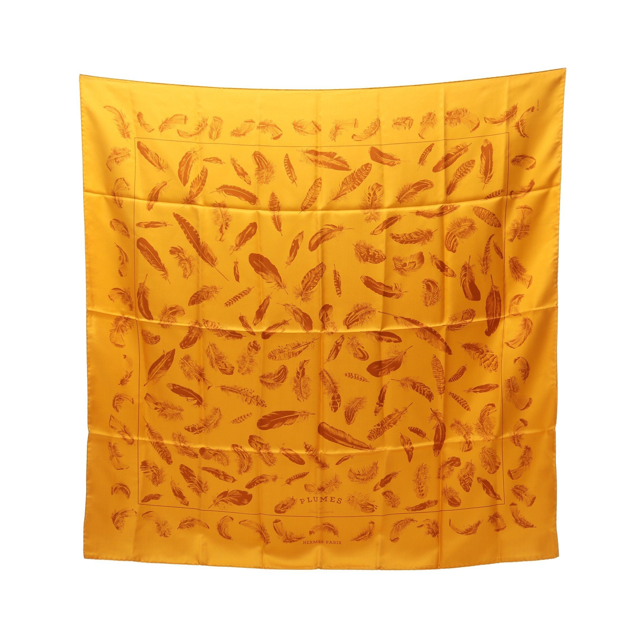 HERMES カレ90 PLUMES par Henride Linares HERMES Silk Plumes par Henri de Linares Scarf 90 36777