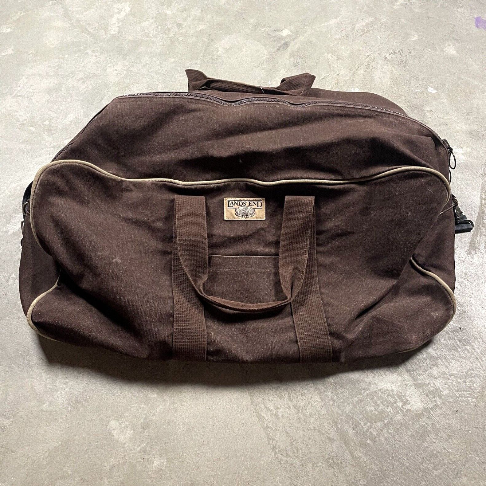 Vintage Vintage Lands End Square Rigger Duffle Bag Large Brown Canvas ...