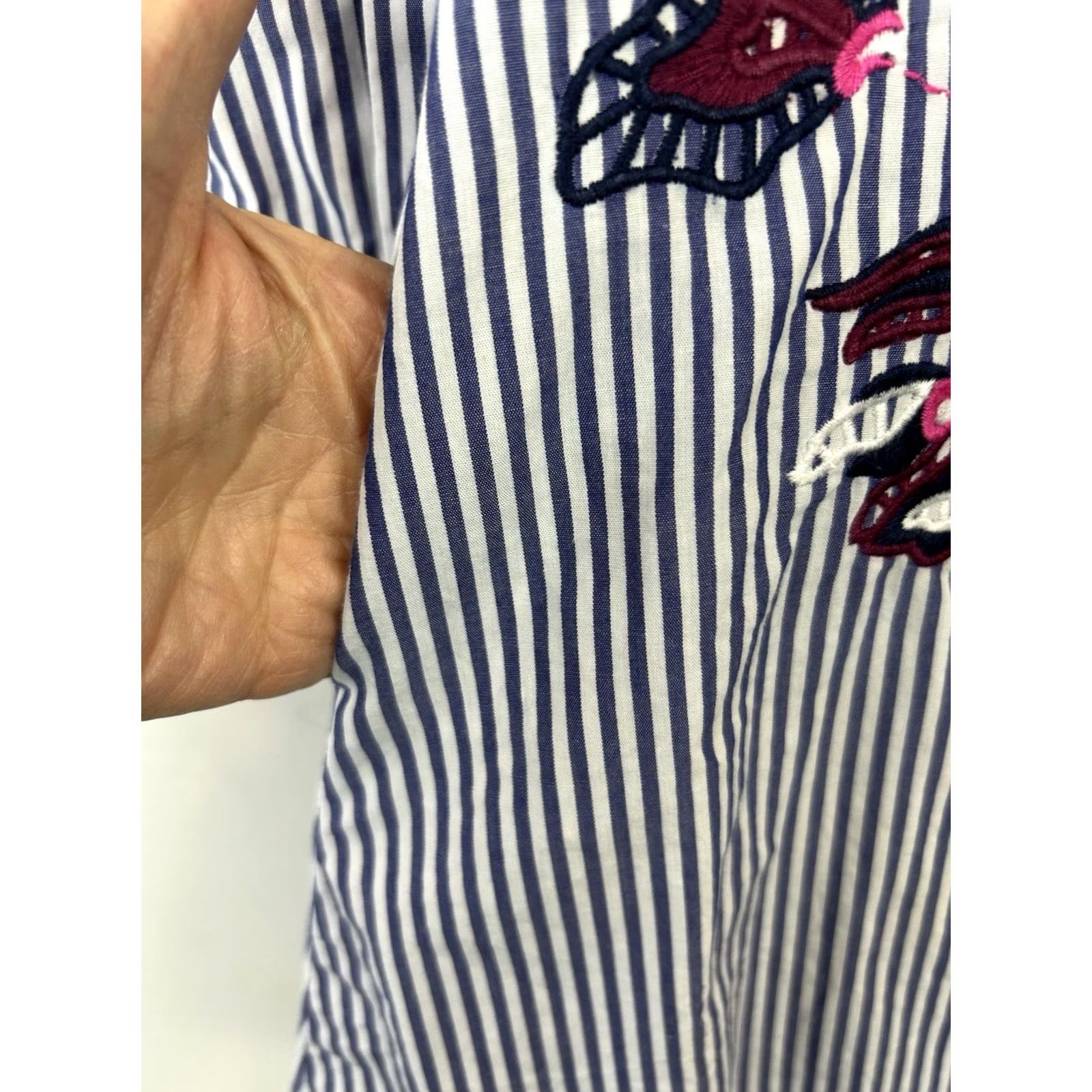 Tanya Taylor Tanya Taylor Shirt Dress Womens Cotton Blend Embroidered Eyelet Short Sleeve A-Line Casual Navy Nautical White 2 Mens? Size XS / US 0-2 / IT 36-38 - 6 Thumbnail