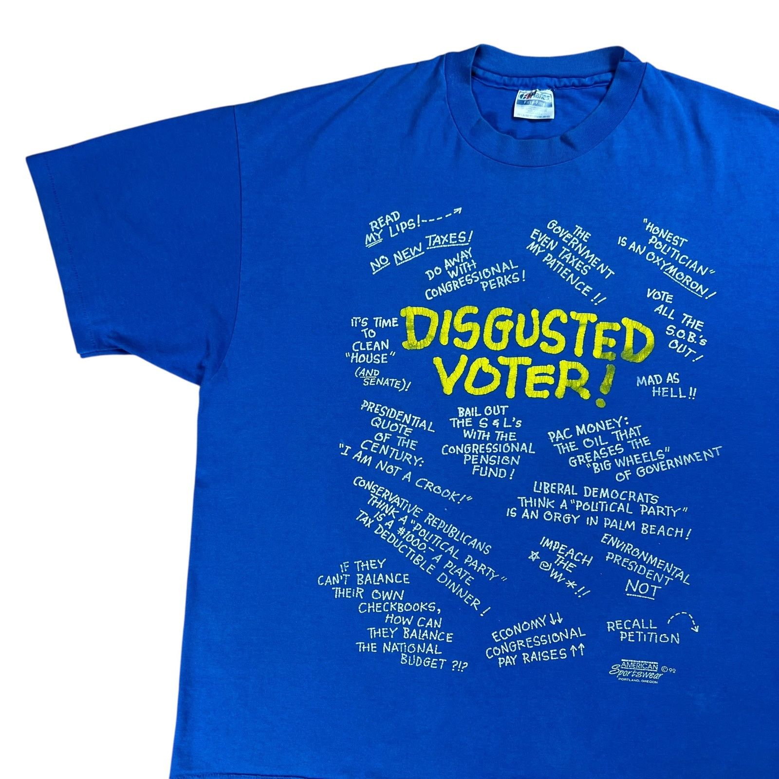 Hanes × Vintage Vintage 1992 Disgusted Voter! Political Protest tee (XXL) Size US XXL / EU 58 / 5 - 4 Thumbnail
