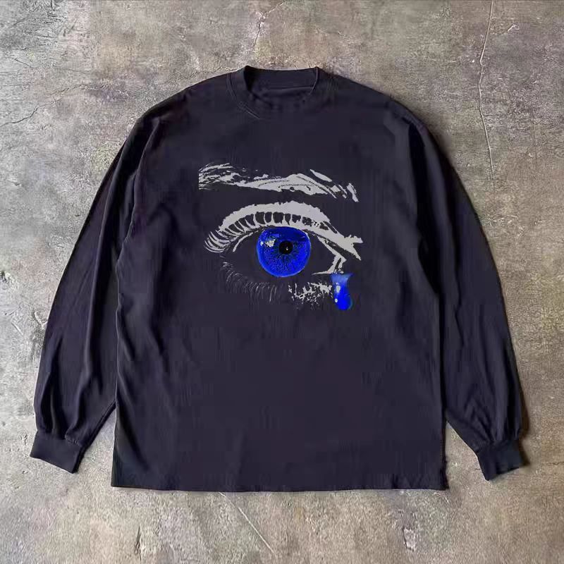 Vintage Black washed retro eye print long-sleeved t-shirt Size US M / EU 48-50 / 2 - 1 Thumbnail