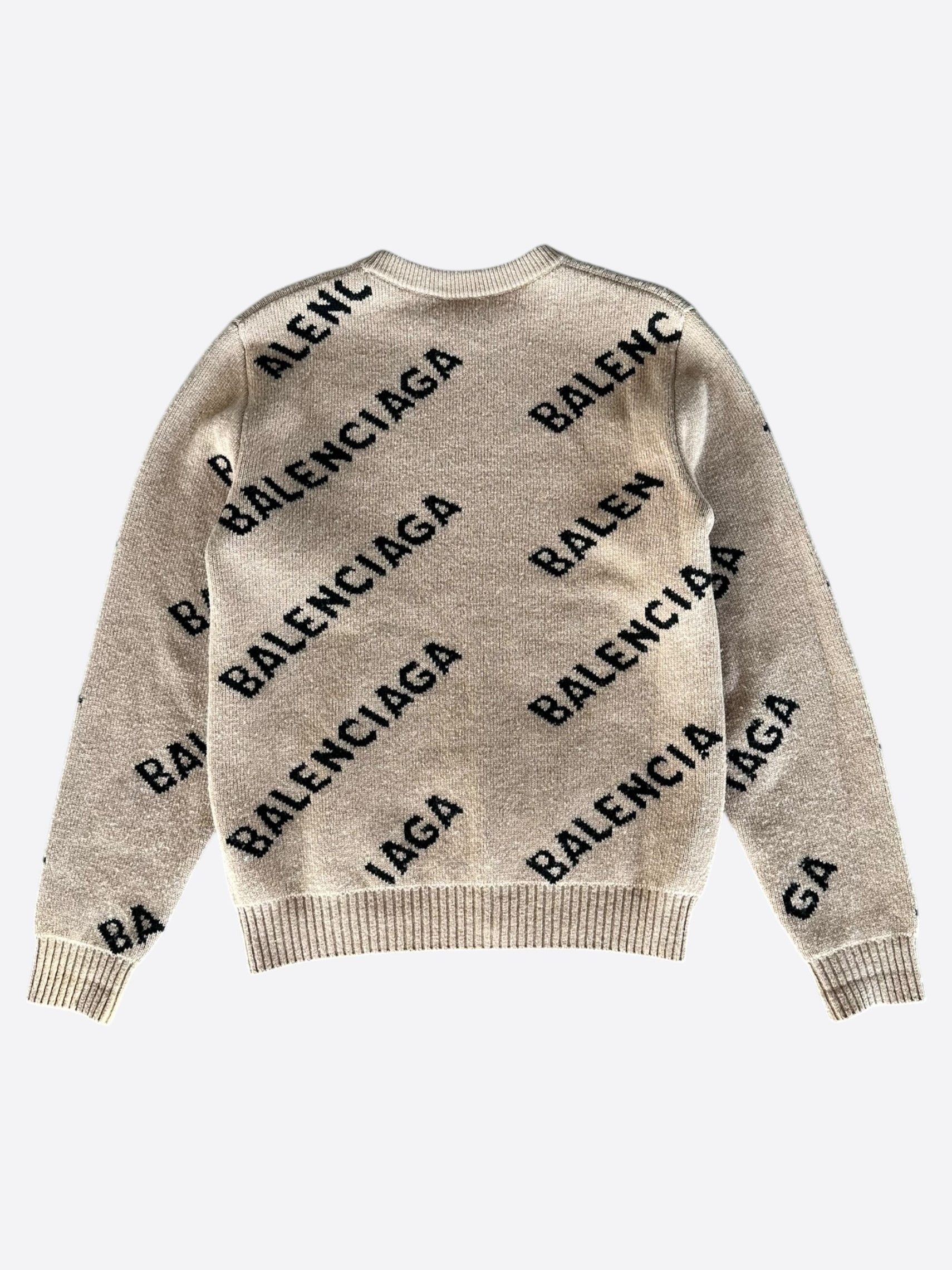 Balenciaga Balenciaga Brown & Black All Over Logo Knit Sweater Size US S / EU 44-46 / 1 - 2 Thumbnail
