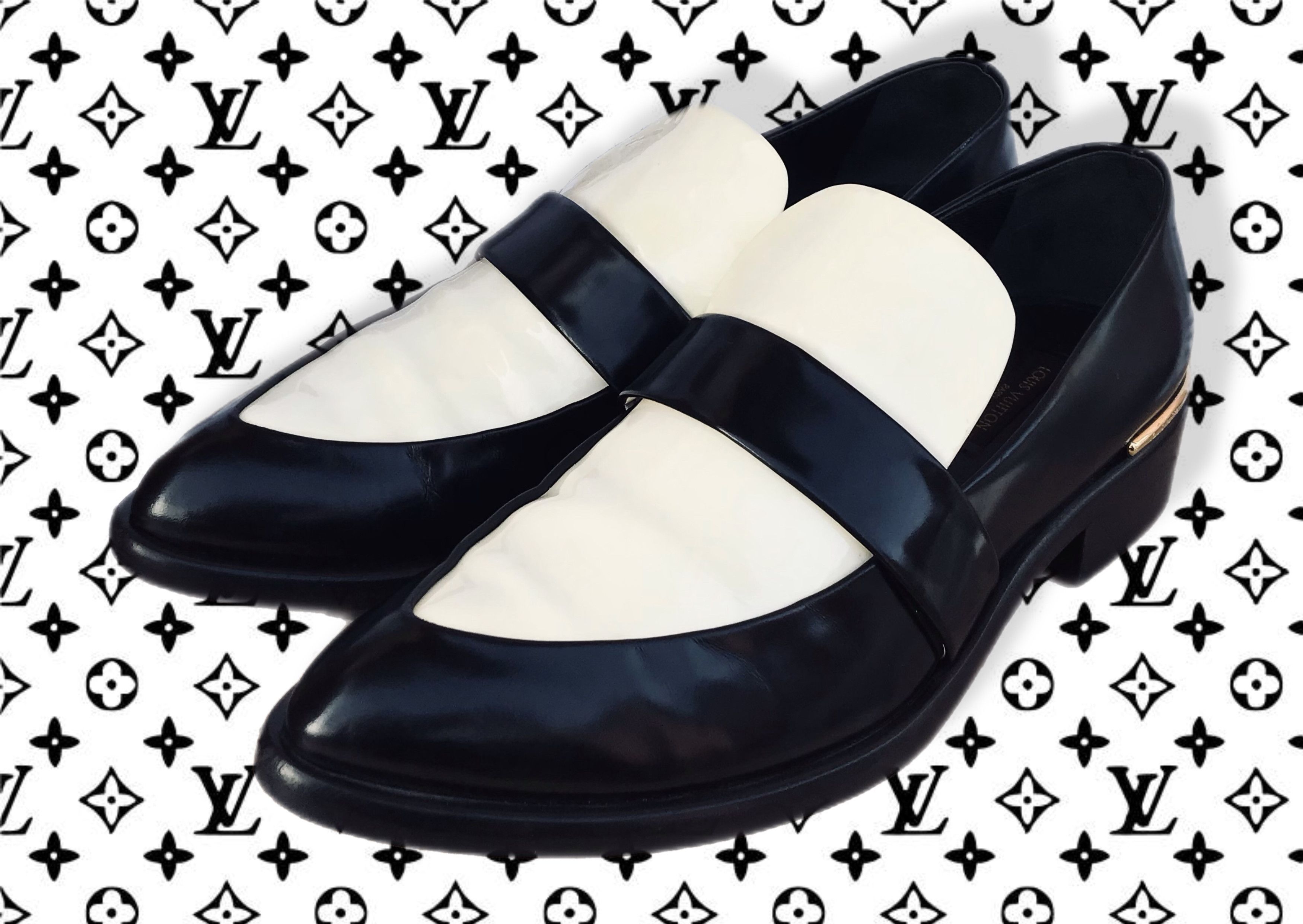 Louis Vuitton Louis Vuitton Loafers Black White Slip On Flats Leather Size US 7.5 / IT 37.5 - 1 Thumbnail