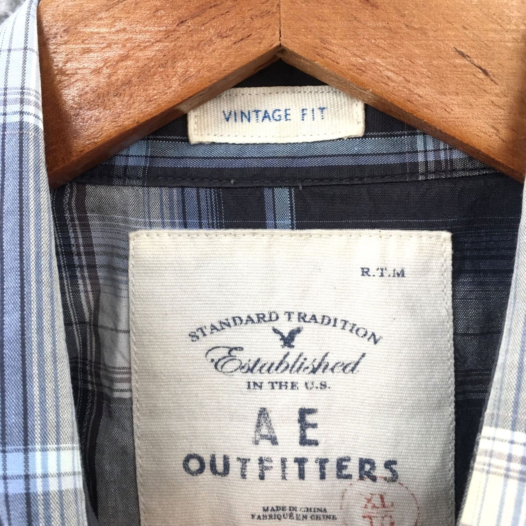 American Eagle Outfitters American Eagle Outfitters Casual Shirt Men XL Blue Plaid Long Sleeve Vintage Fit Size US XL / EU 56 / 4 - 6 Thumbnail