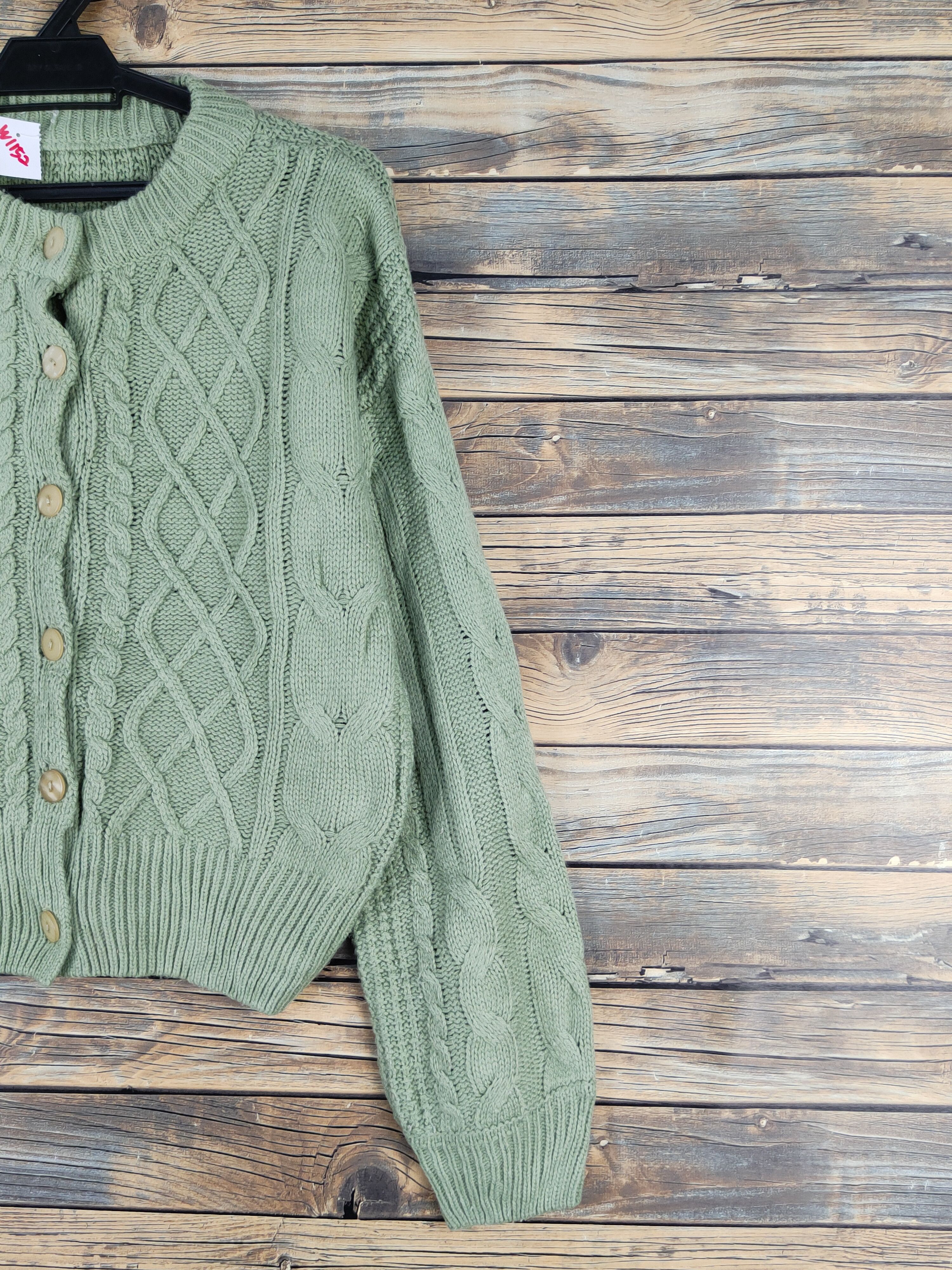 Aran Isles Knitwear × Japanese Brand × Vintage Ray Cassin Green cable Knitwear Cardigan #W1152 Size M / US 6-8 / IT 42-44 - 5 Thumbnail