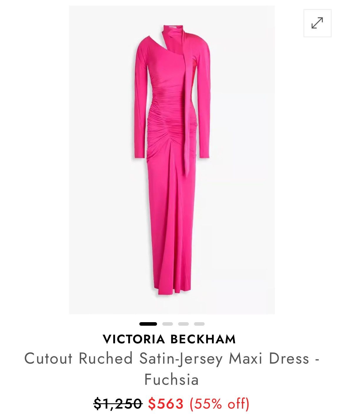 Designer × Victoria Beckham Victoria Beckham Cutout Ruched Satin-Jersey Maxi Dress UK 8 Size S / US 4 / IT 40 - 4 Thumbnail