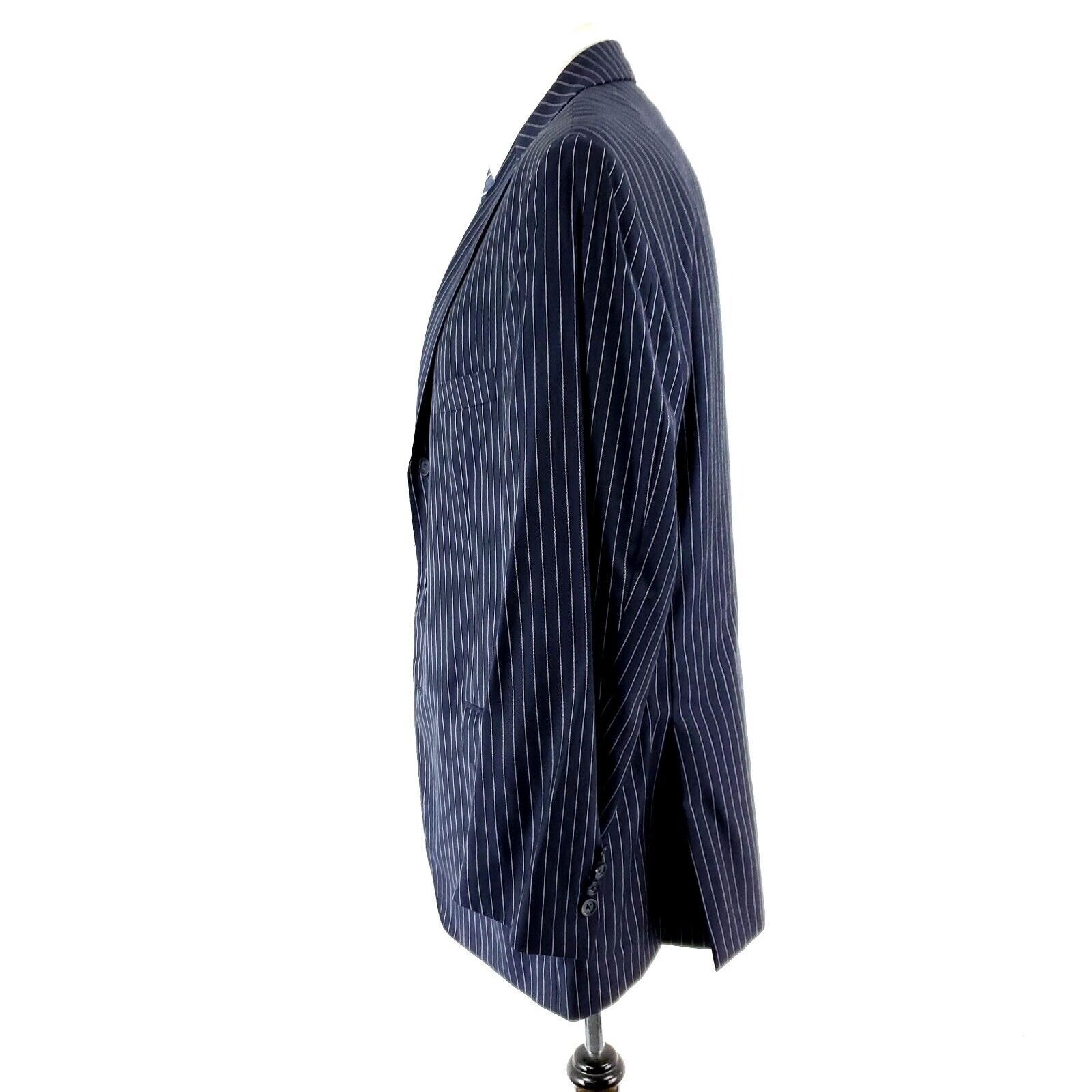 Samuelsohn Samuelsohn Super 130s Wool 44R Blue Striped Extra Pocket SB Size 44R - 4 Thumbnail