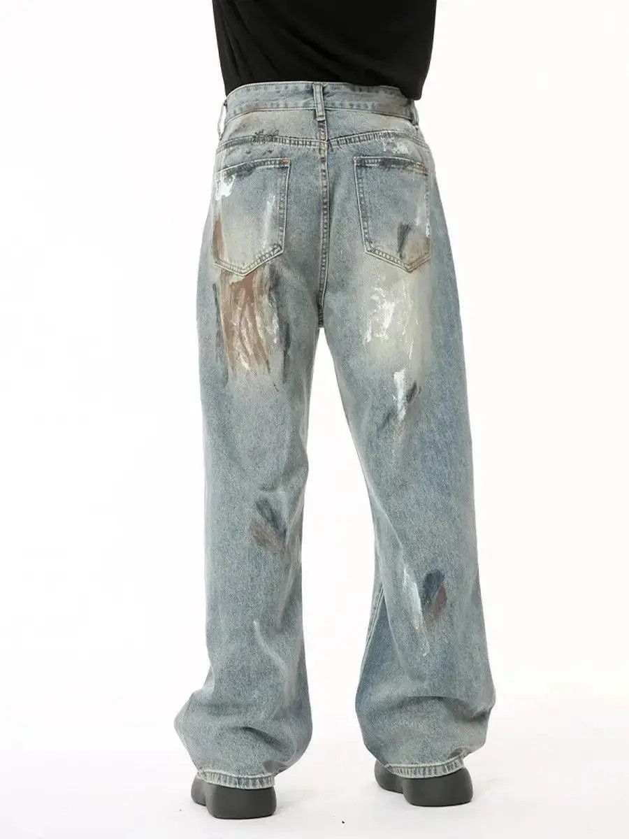 Japanese Brand Retro loose wide leg graffiti jeans Size US 32 / EU 48 - 3 Thumbnail